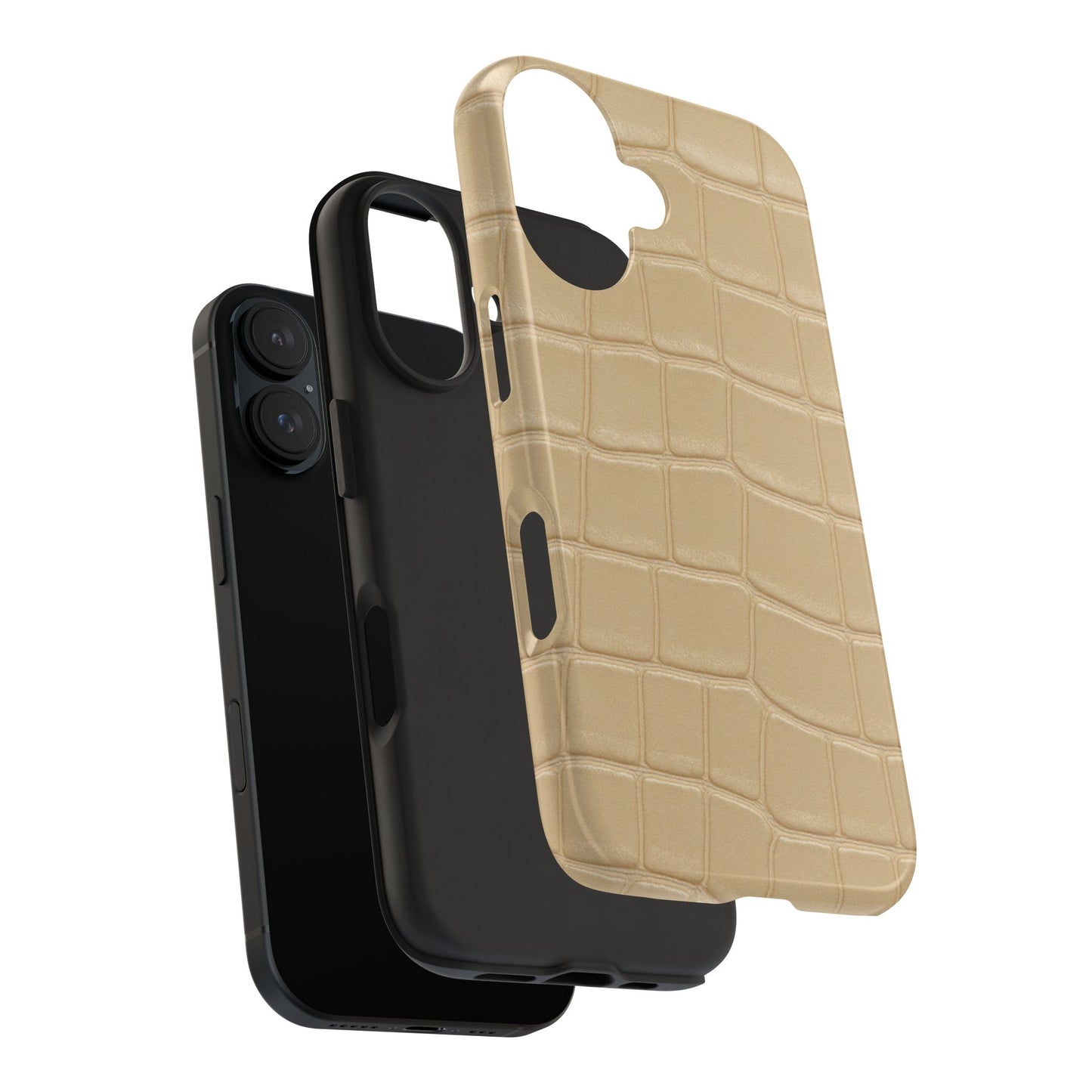 Tough Phone Case — Shockproof Alligator-Texture, Beige Croc