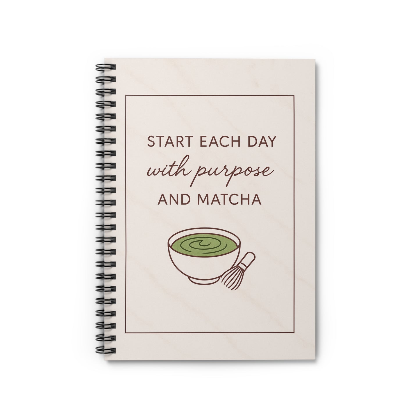 Inspirational Matcha Spiral Notebook – Motivation Journal, Daily Planner, Green Tea Lover Gift, Wellness Writing, Mindfulness Guide