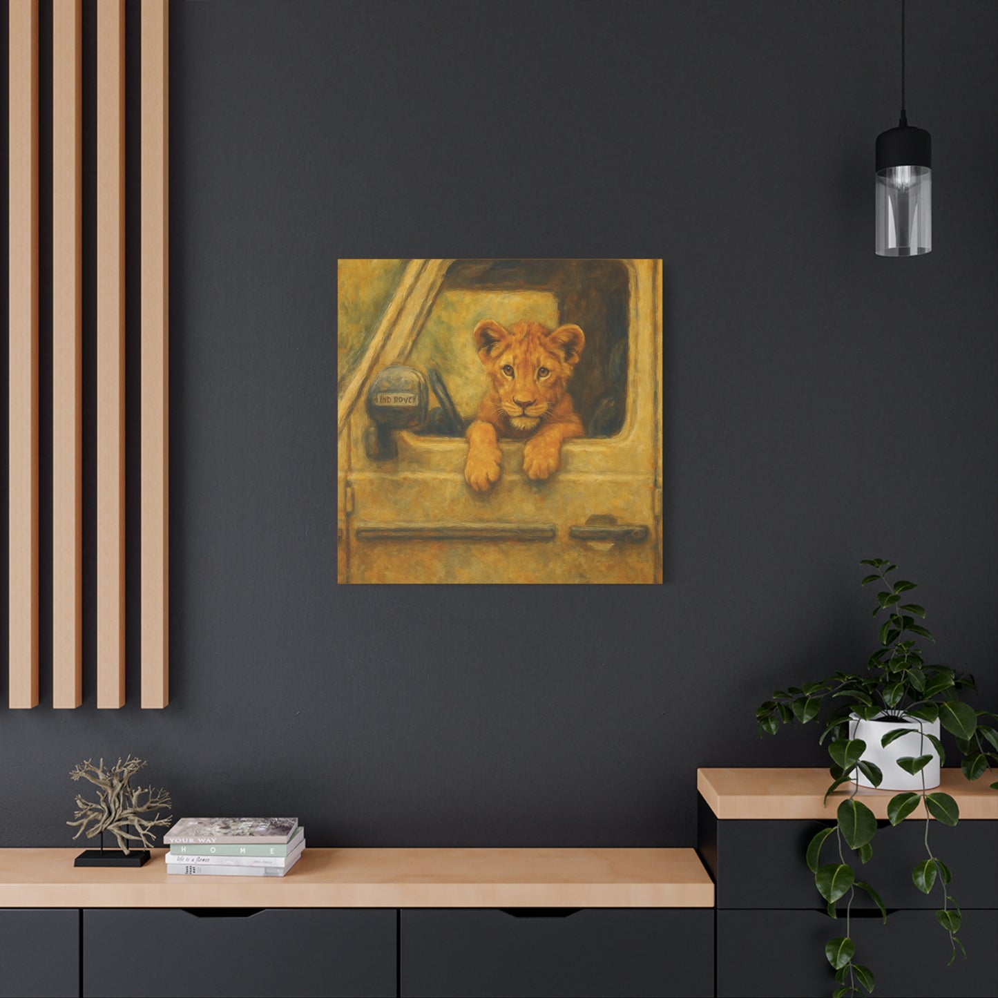 Canvas Wall Art - Lion Animal Jeep Design