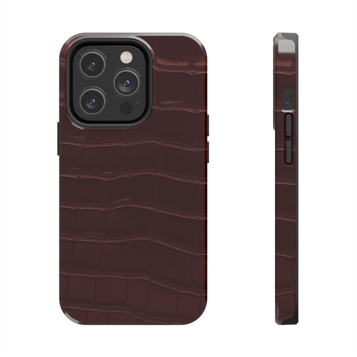 Tough Phone Case — Burgundy, Croc-Embossed