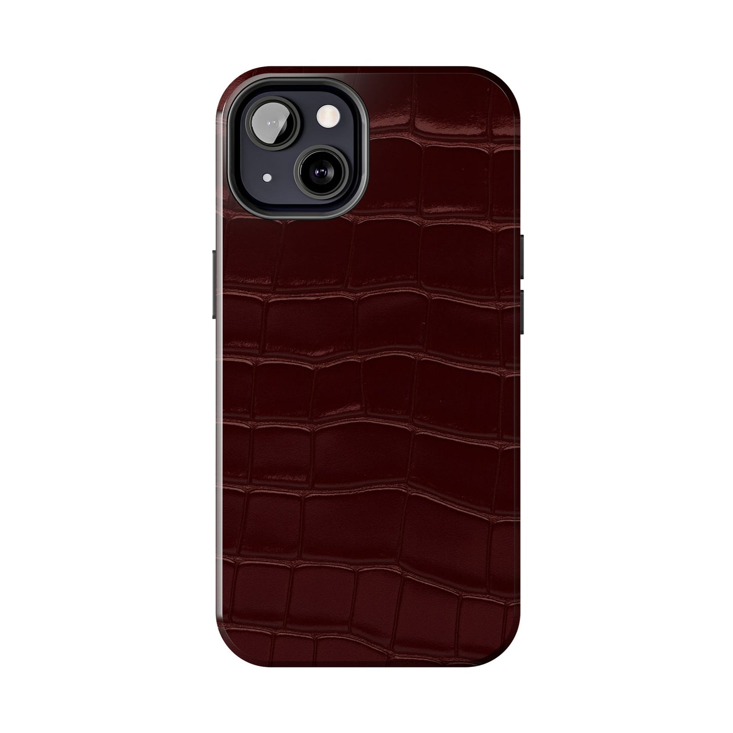 Tough Phone Case — Burgundy, Croc-Embossed