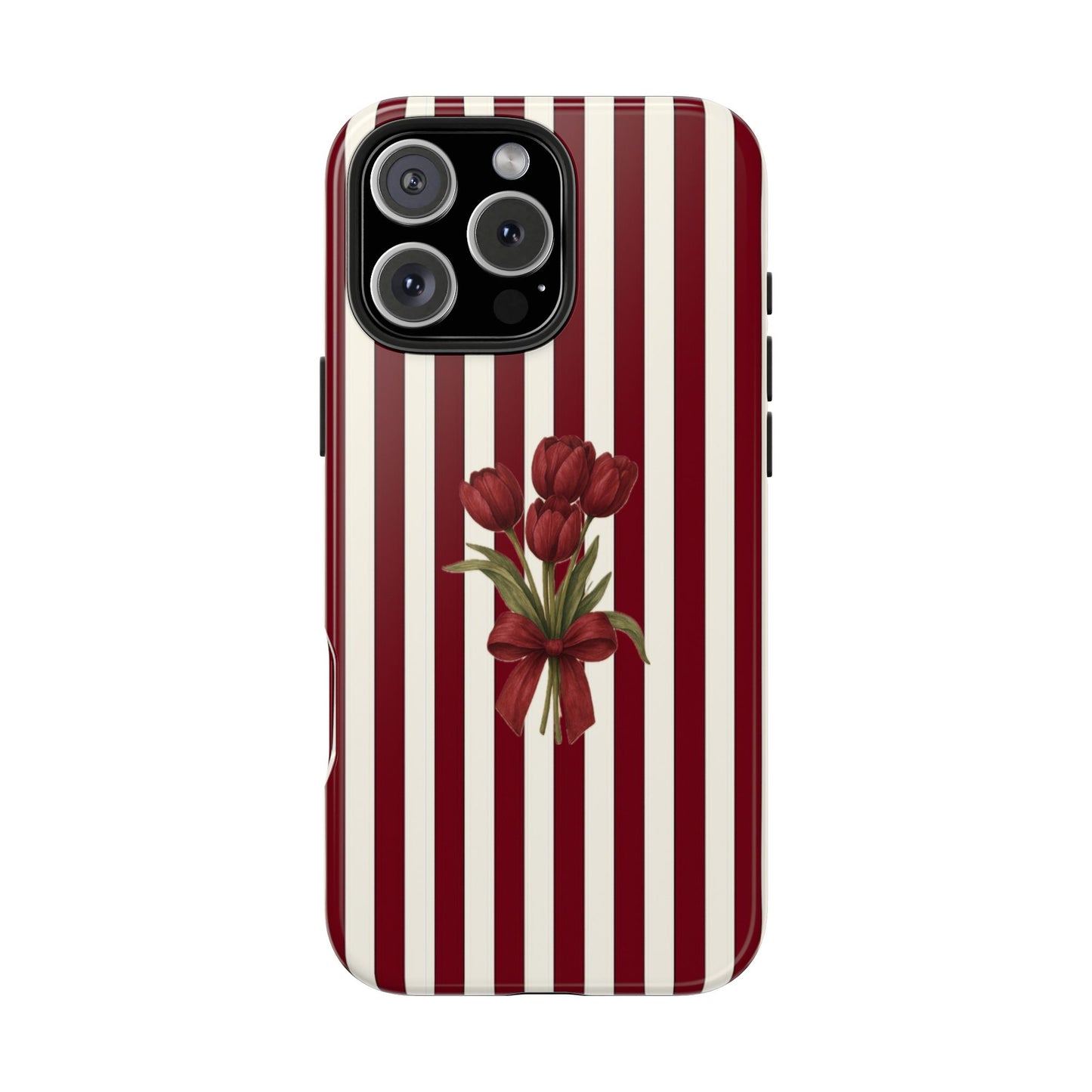 Tough Phone Case —Red Stripe Floral Bouquet