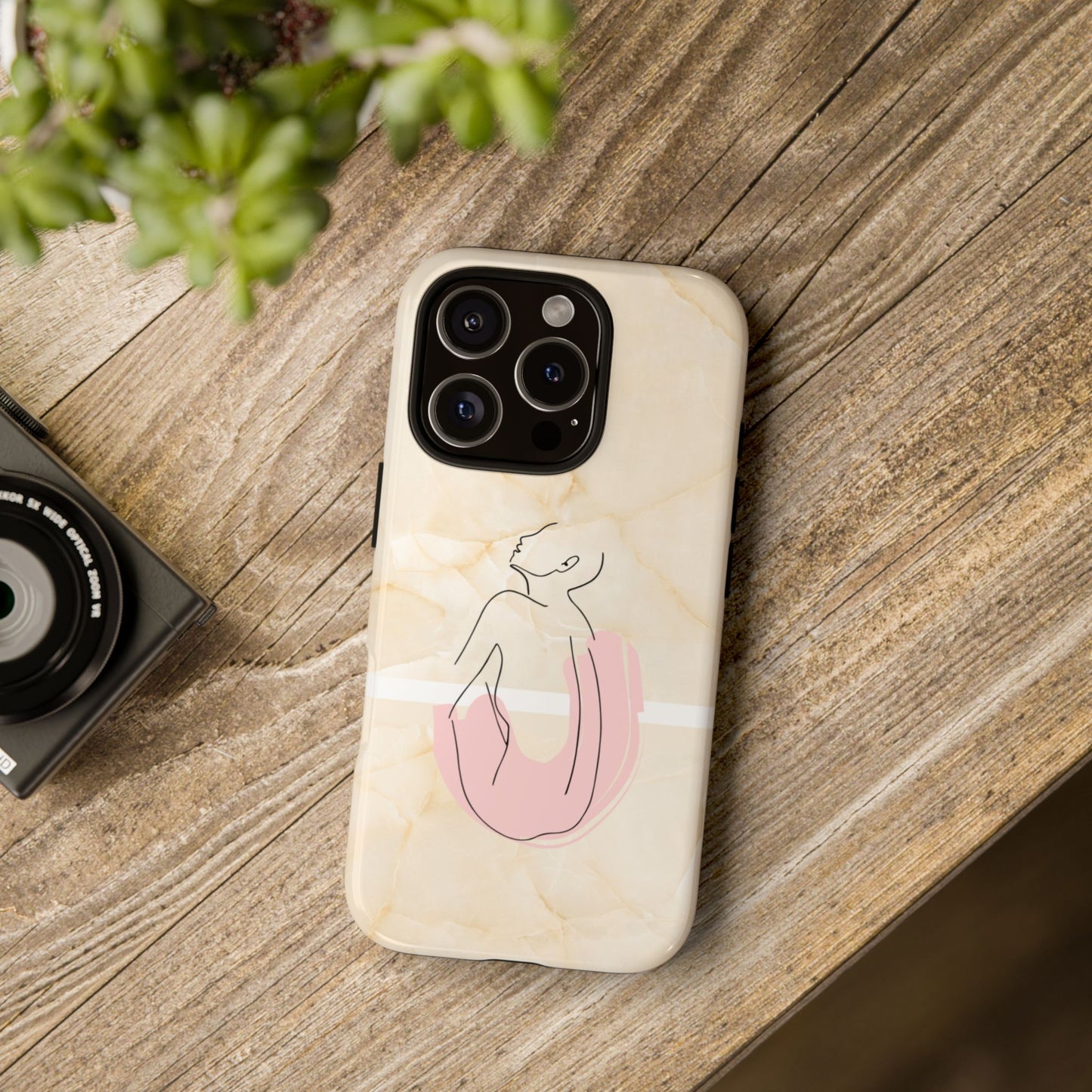 Tough Phone Case — Marble Minimalist Line Art