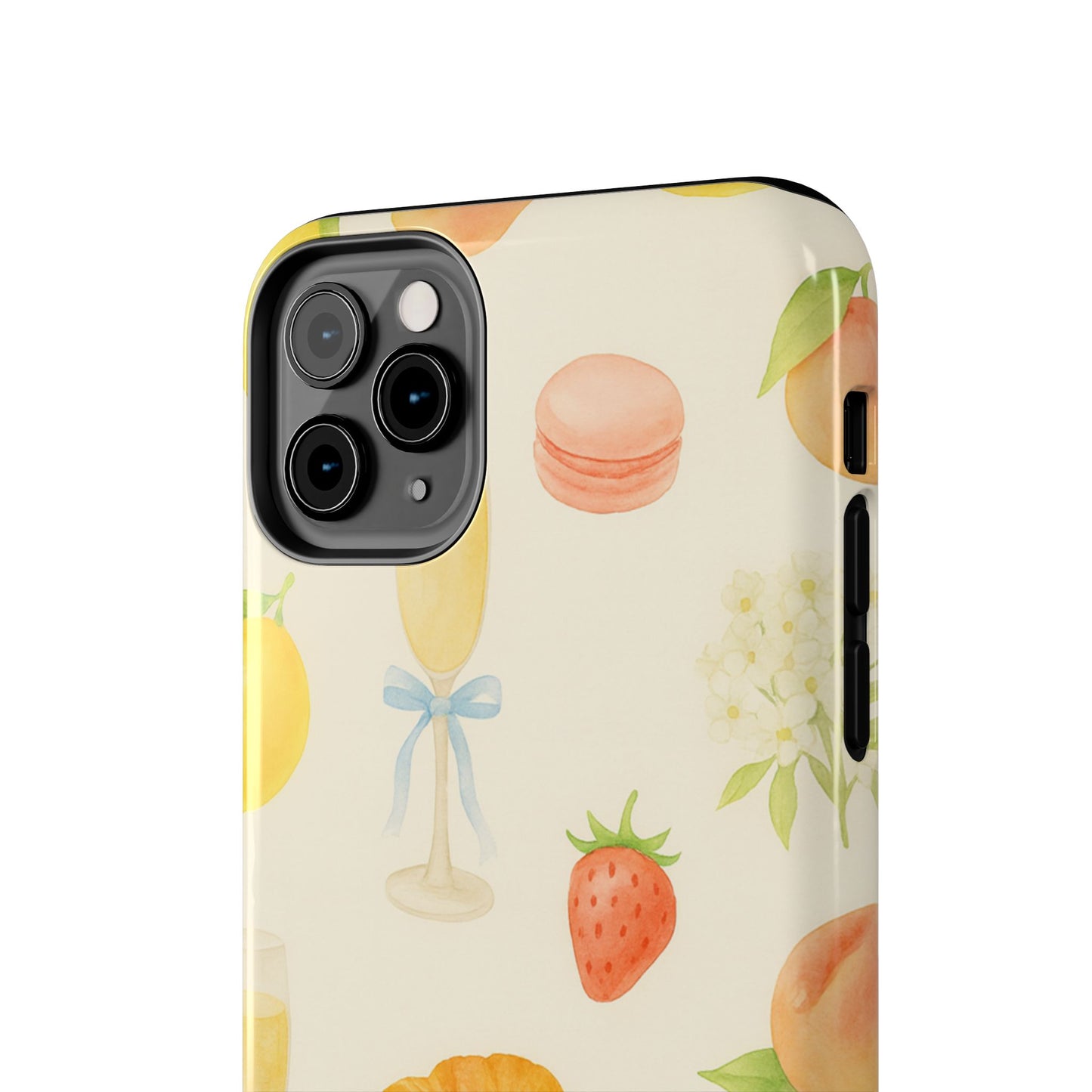 Tough Phone Case — Strawberries, Croissant & Champagne Floral Design