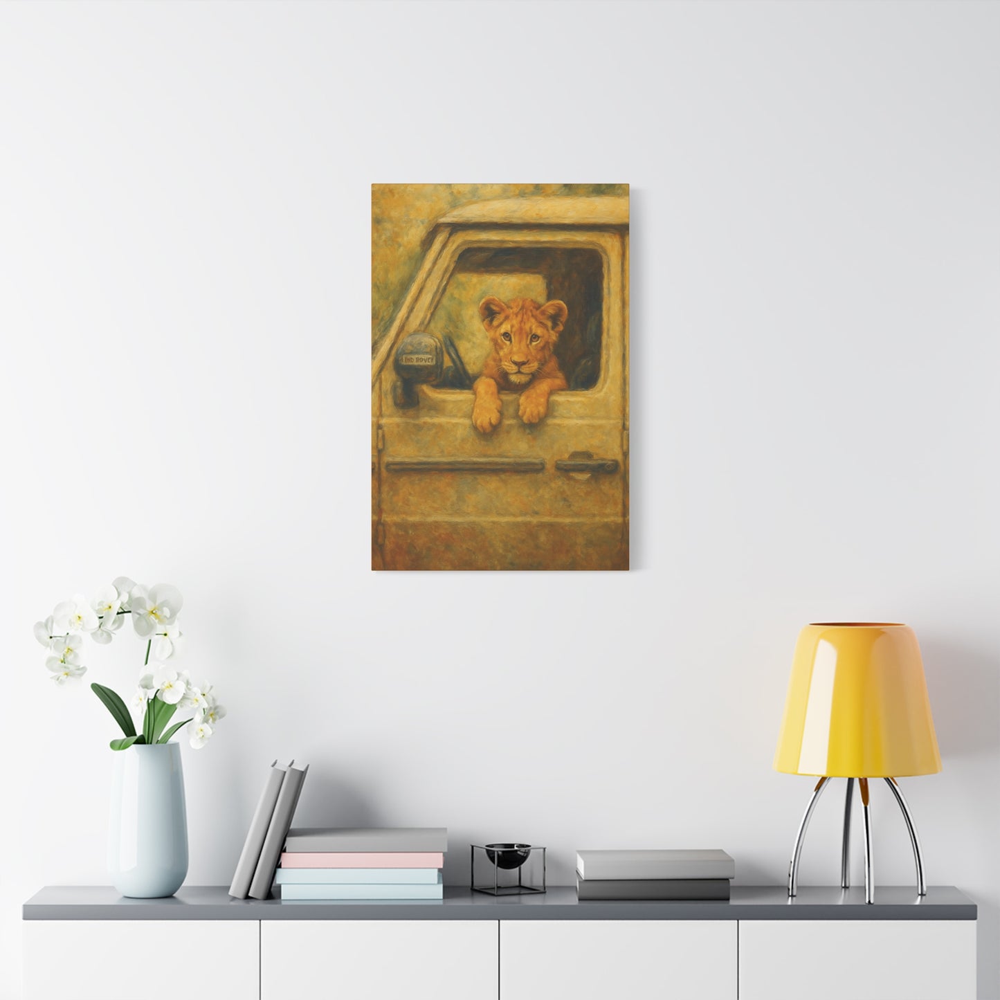 Canvas Wall Art - Lion Animal Jeep Design