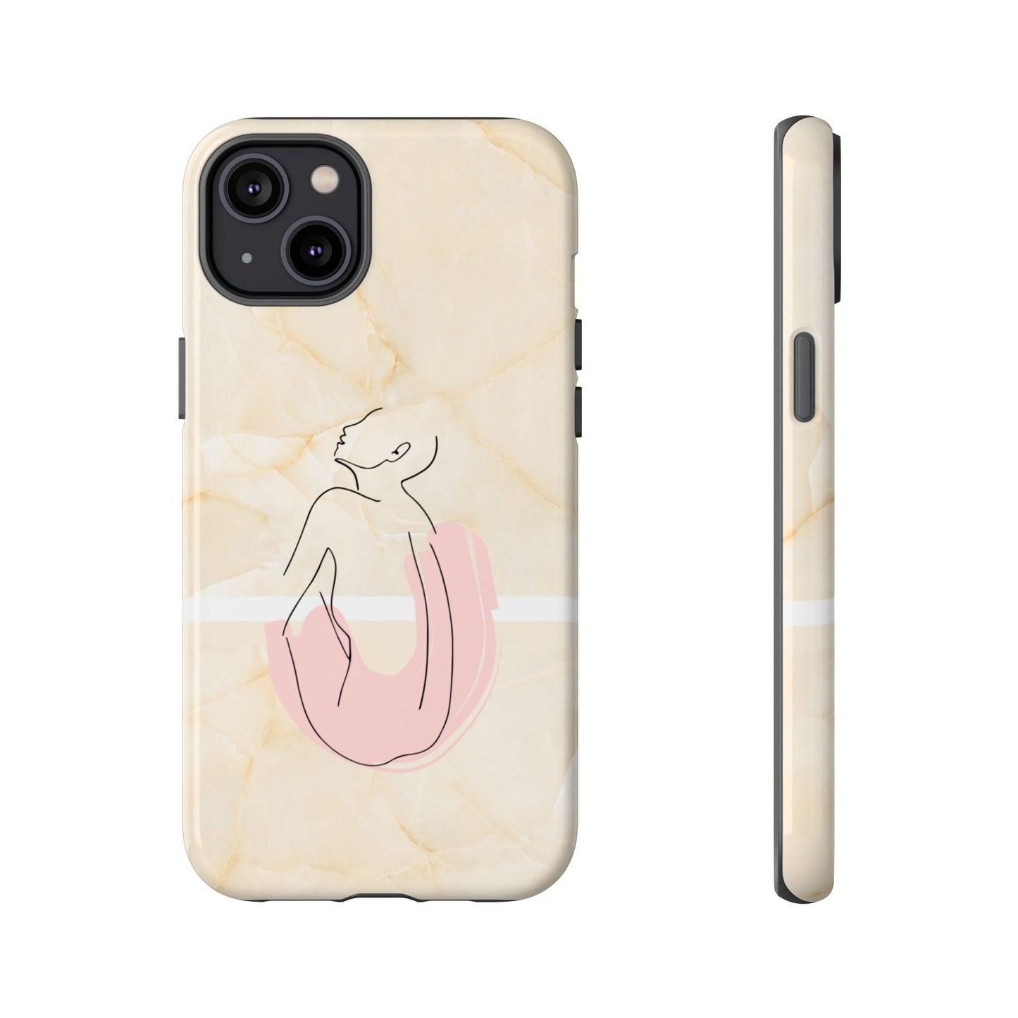 Tough Phone Case — Marble Minimalist Line Art