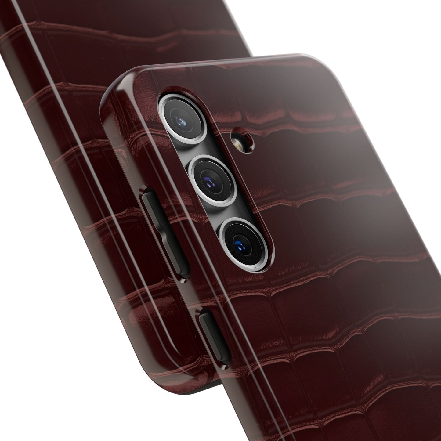 Tough Phone Case — Burgundy, Croc-Embossed
