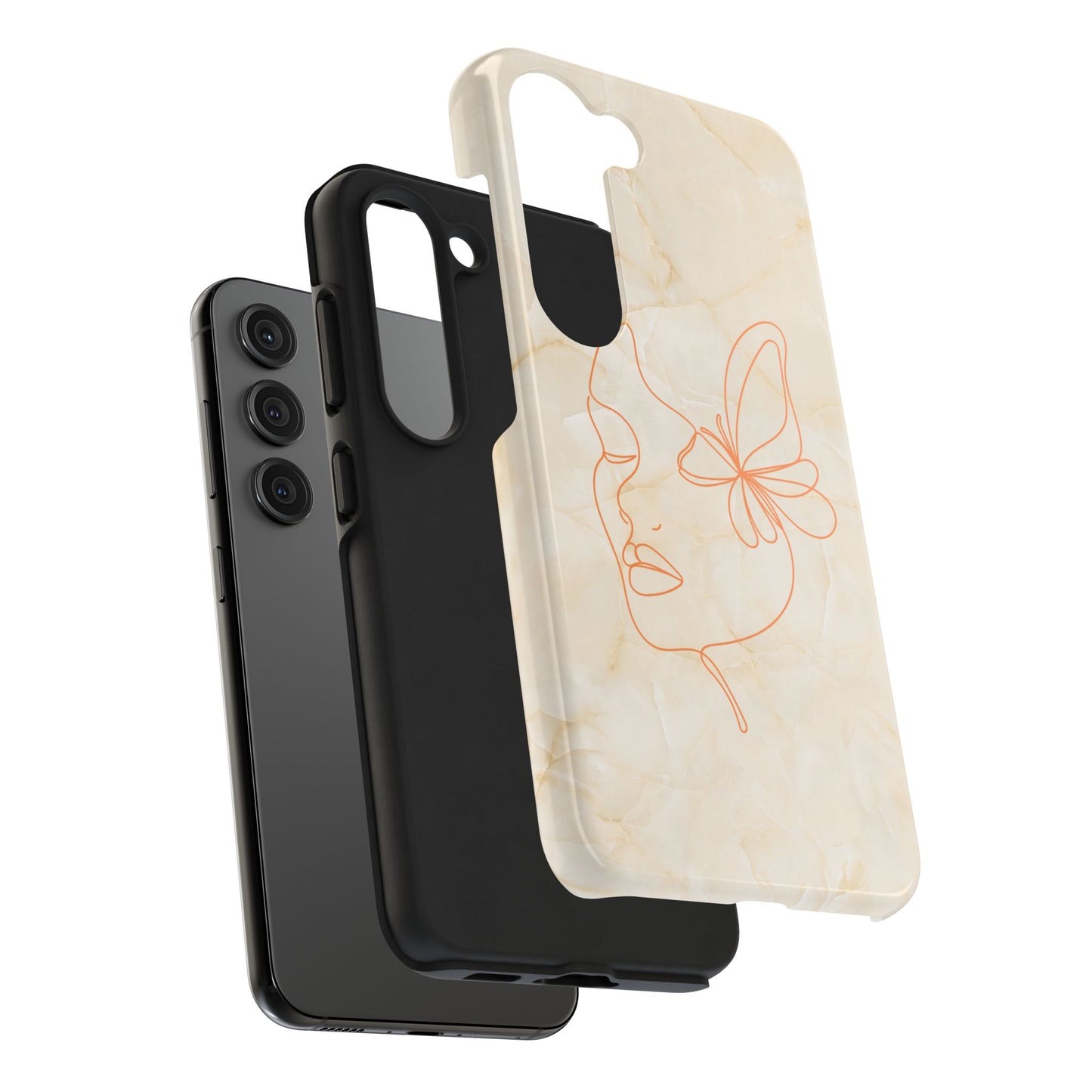 Tough Phone Case —  Marble Line Art, Minimal Elegant