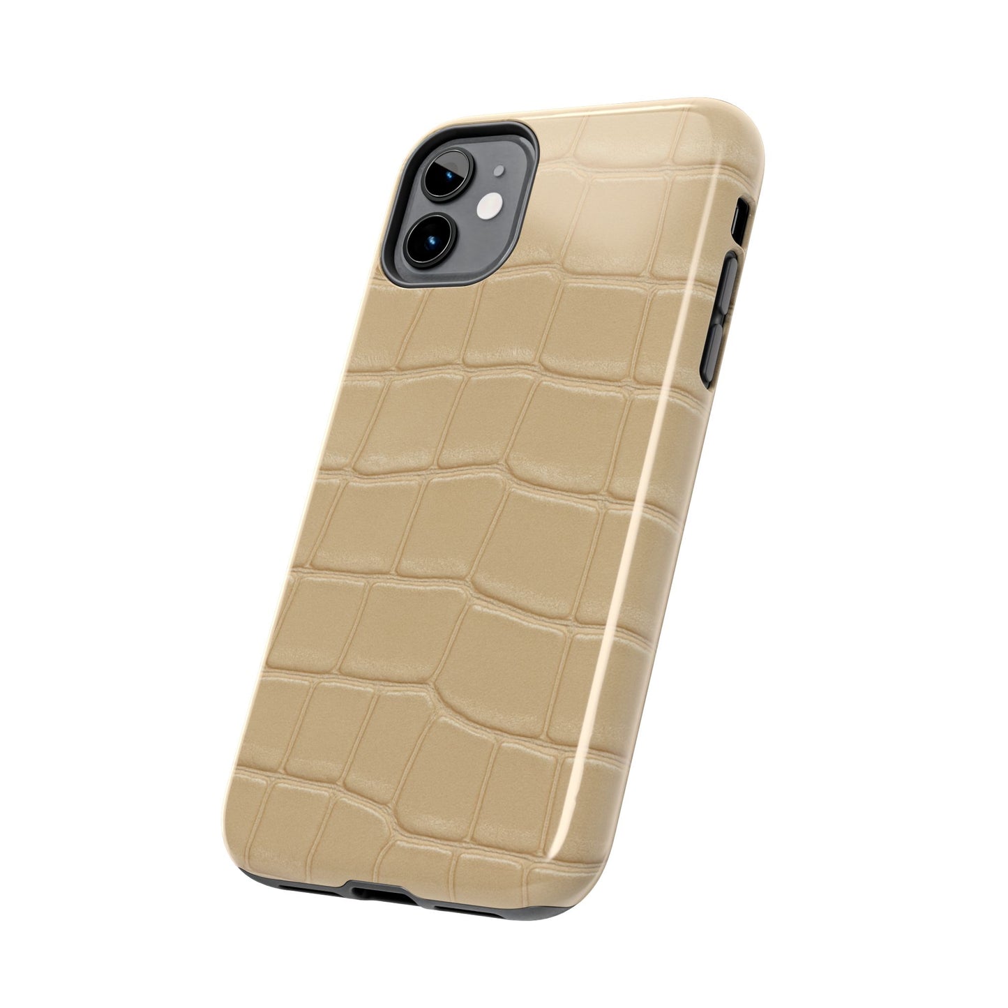 Tough Phone Case — Shockproof Alligator-Texture, Beige Croc