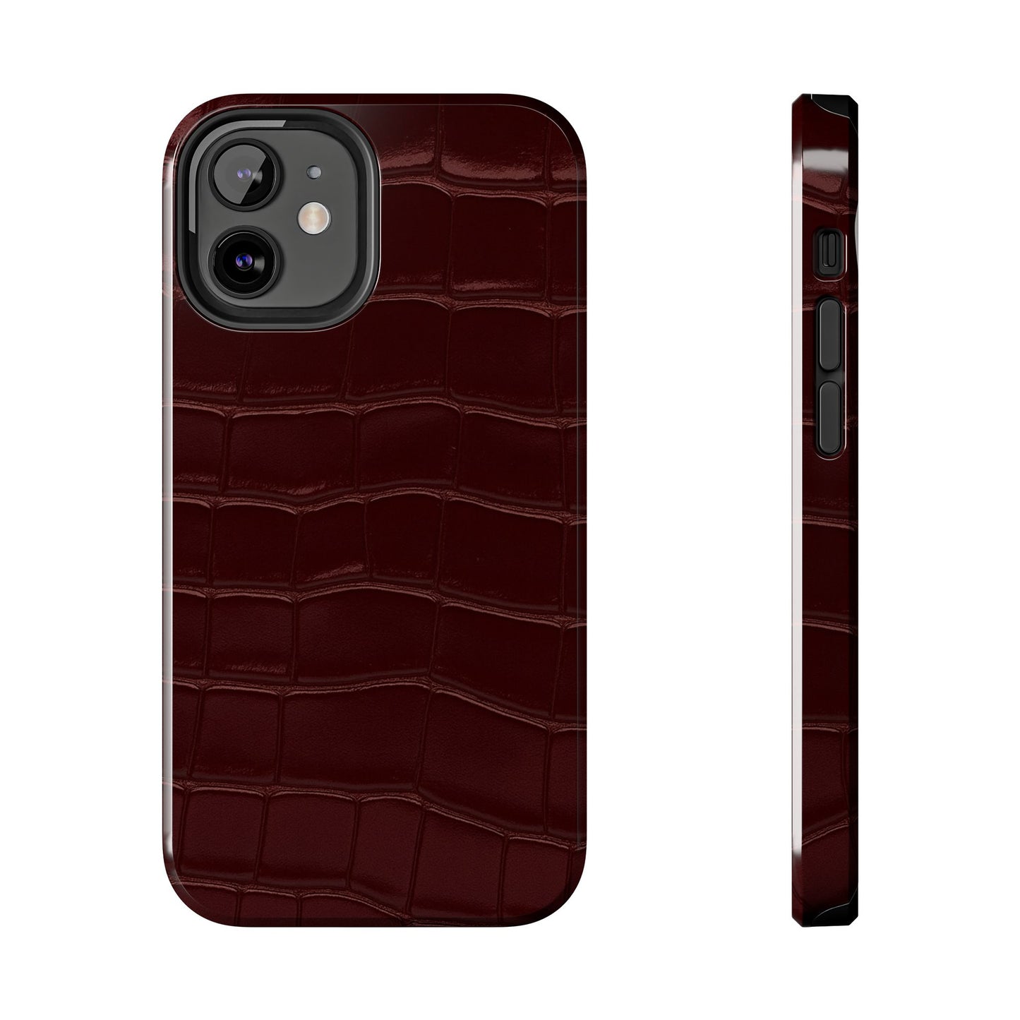 Tough Phone Case — Burgundy, Croc-Embossed