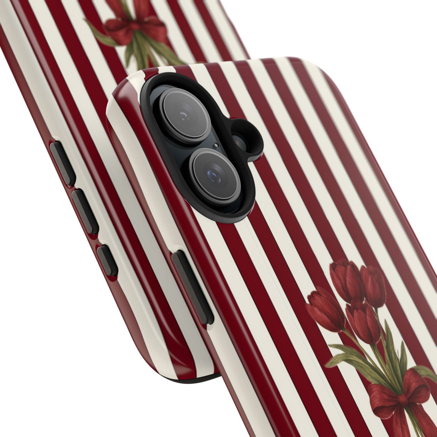 Tough Phone Case —Red Stripe Floral Bouquet
