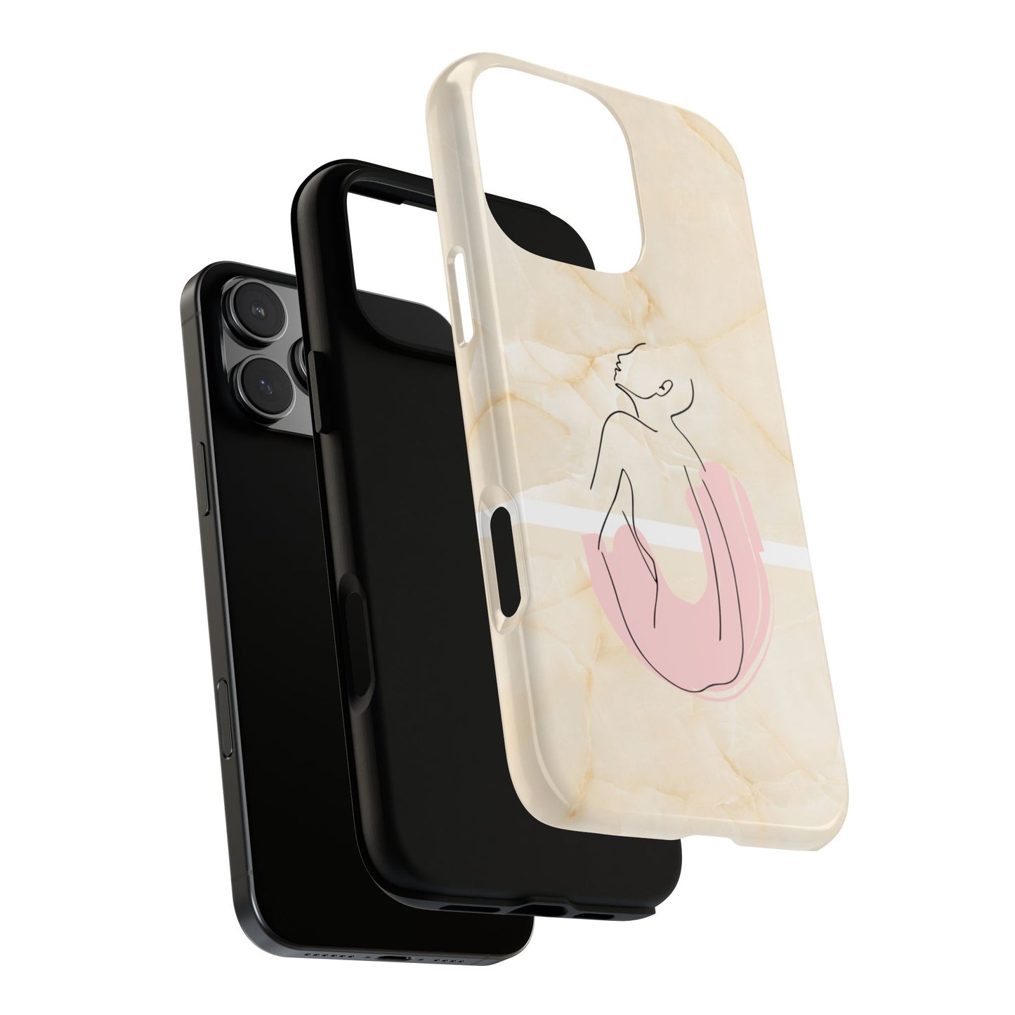 Tough Phone Case — Marble Minimalist Line Art