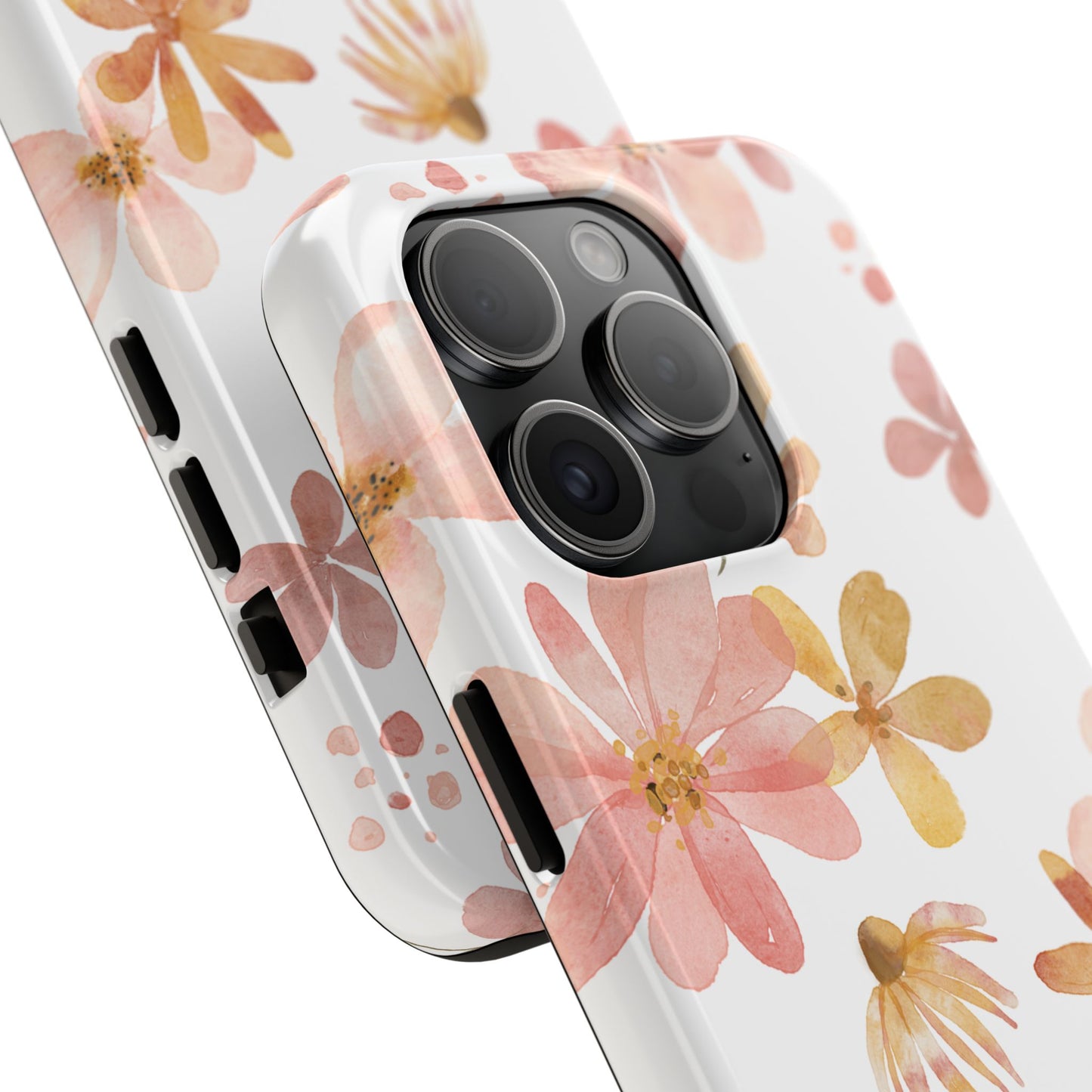 Tough Phone Case — Pink & Gold Blossom Protective Cover