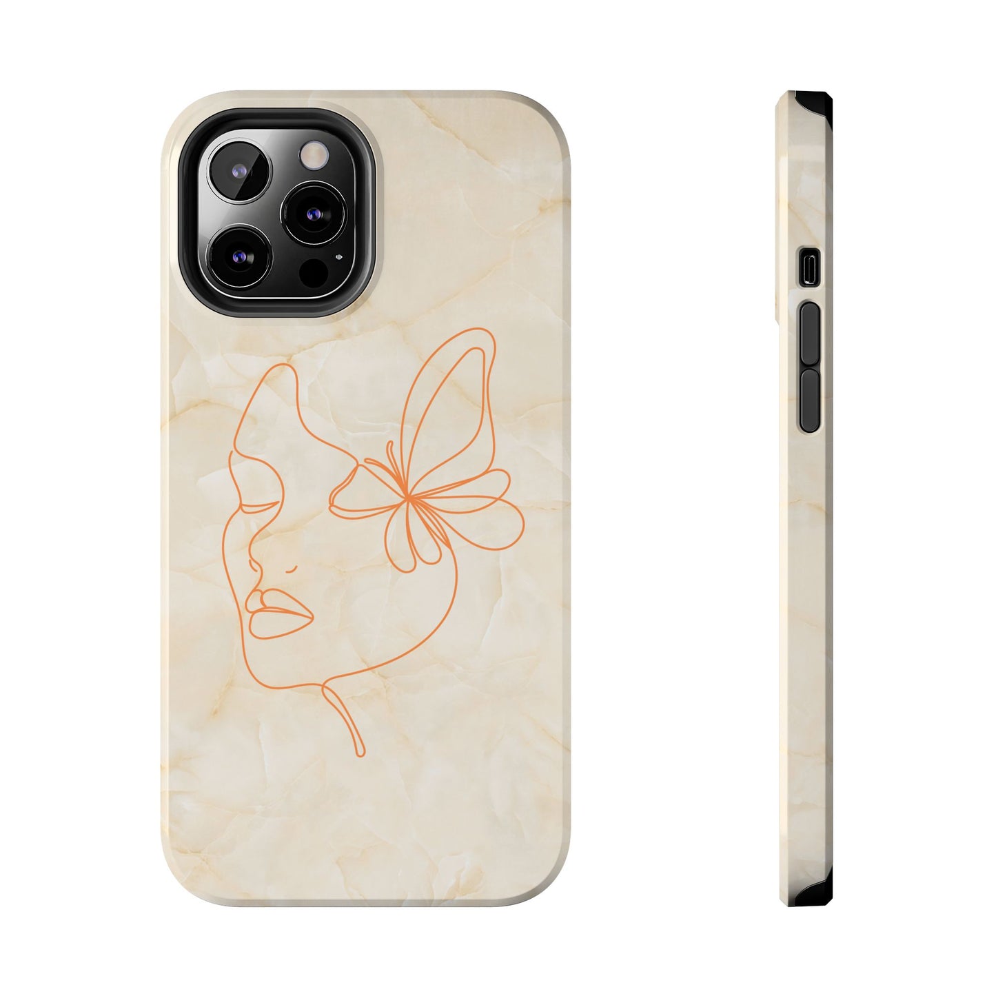Tough Phone Case —  Marble Line Art, Minimal Elegant