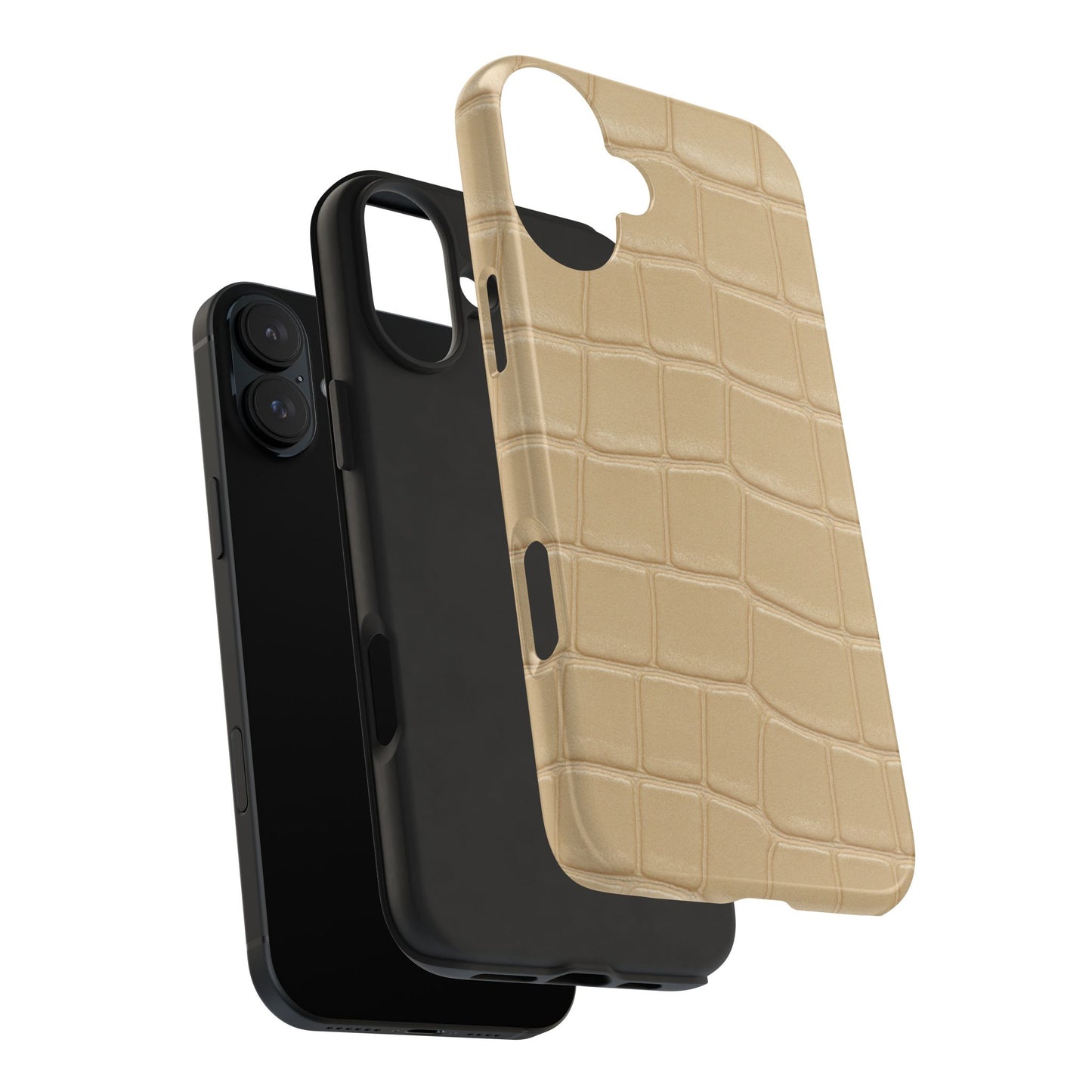 Tough Phone Case — Shockproof Alligator-Texture, Beige Croc