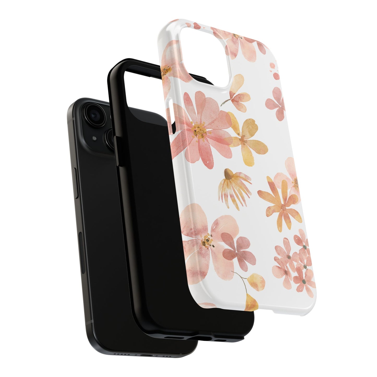 Tough Phone Case — Pink & Gold Blossom Protective Cover