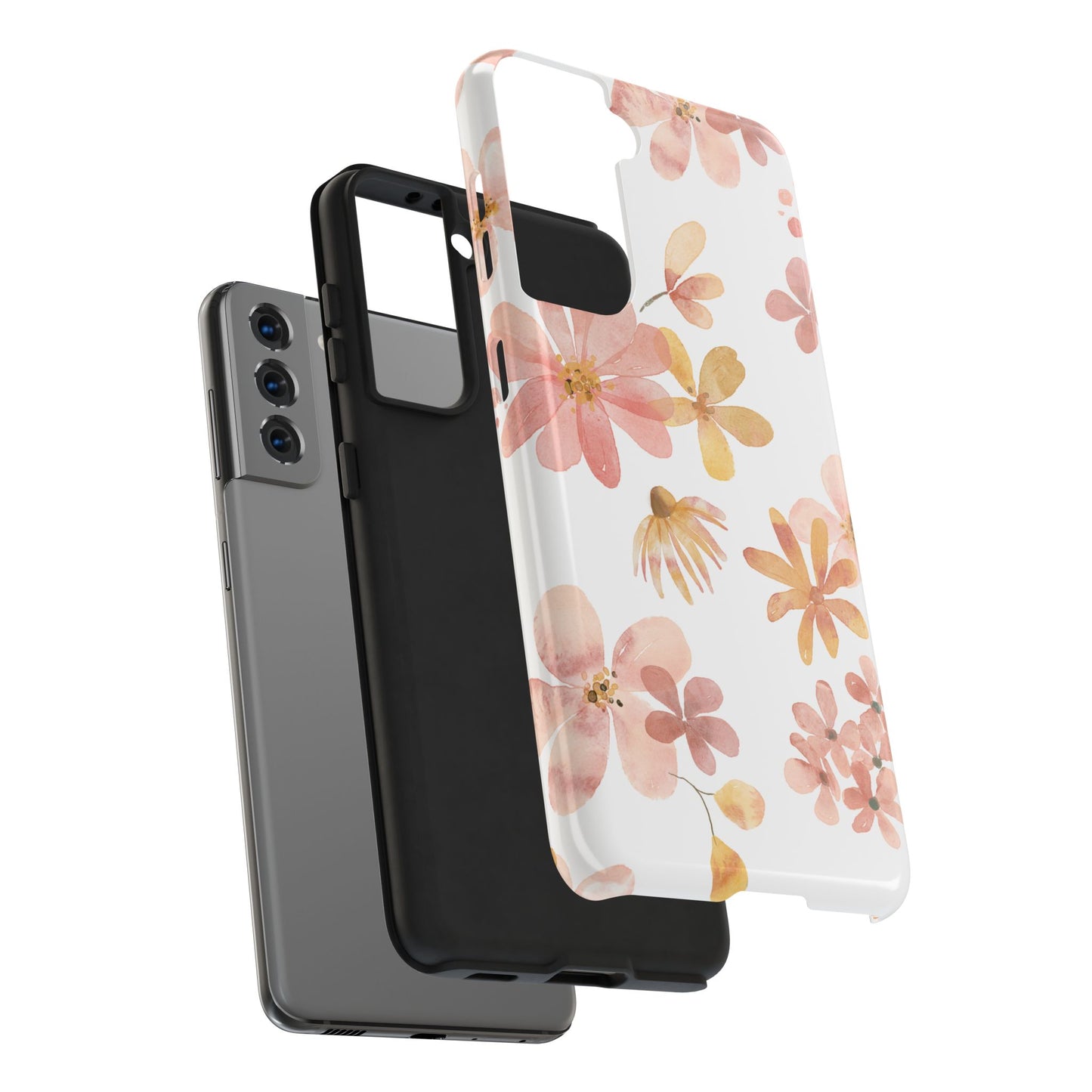 Tough Phone Case — Pink & Gold Blossom Protective Cover