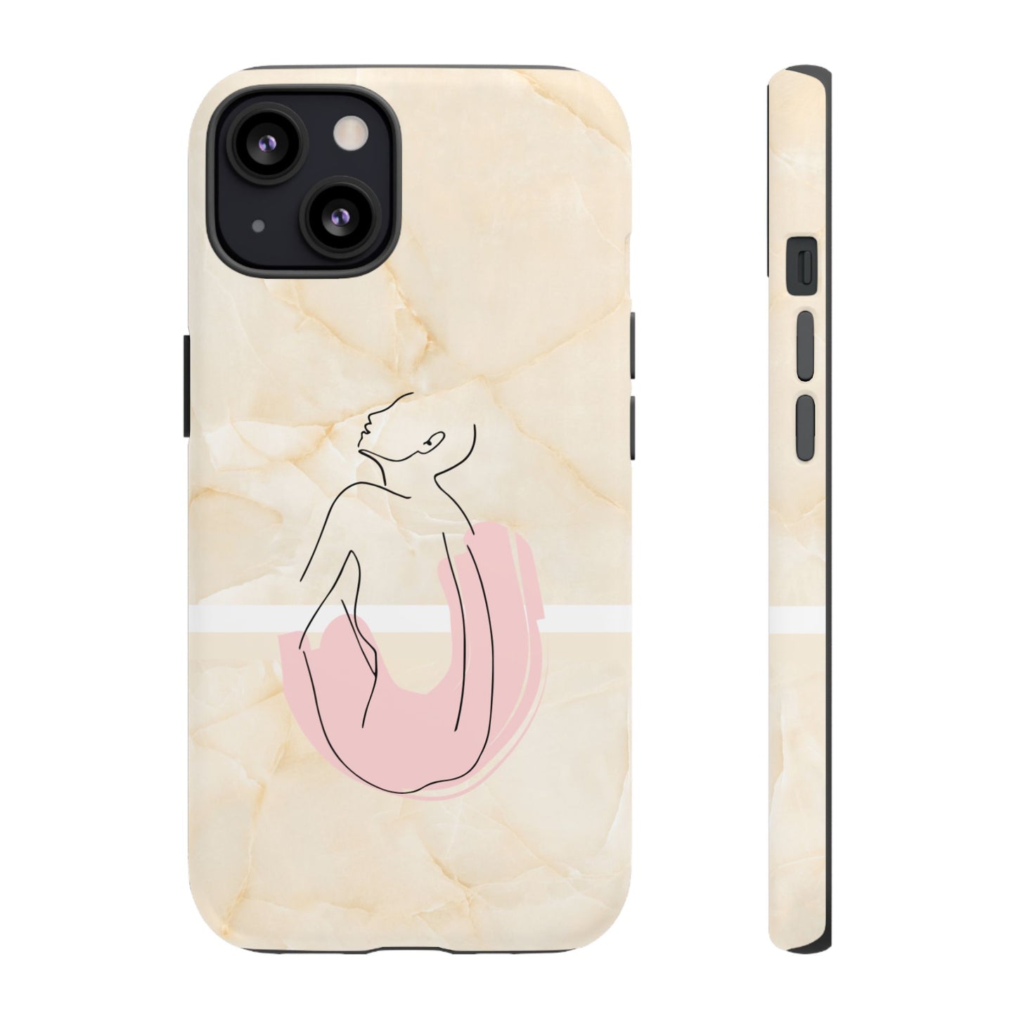 Tough Phone Case — Marble Minimalist Line Art