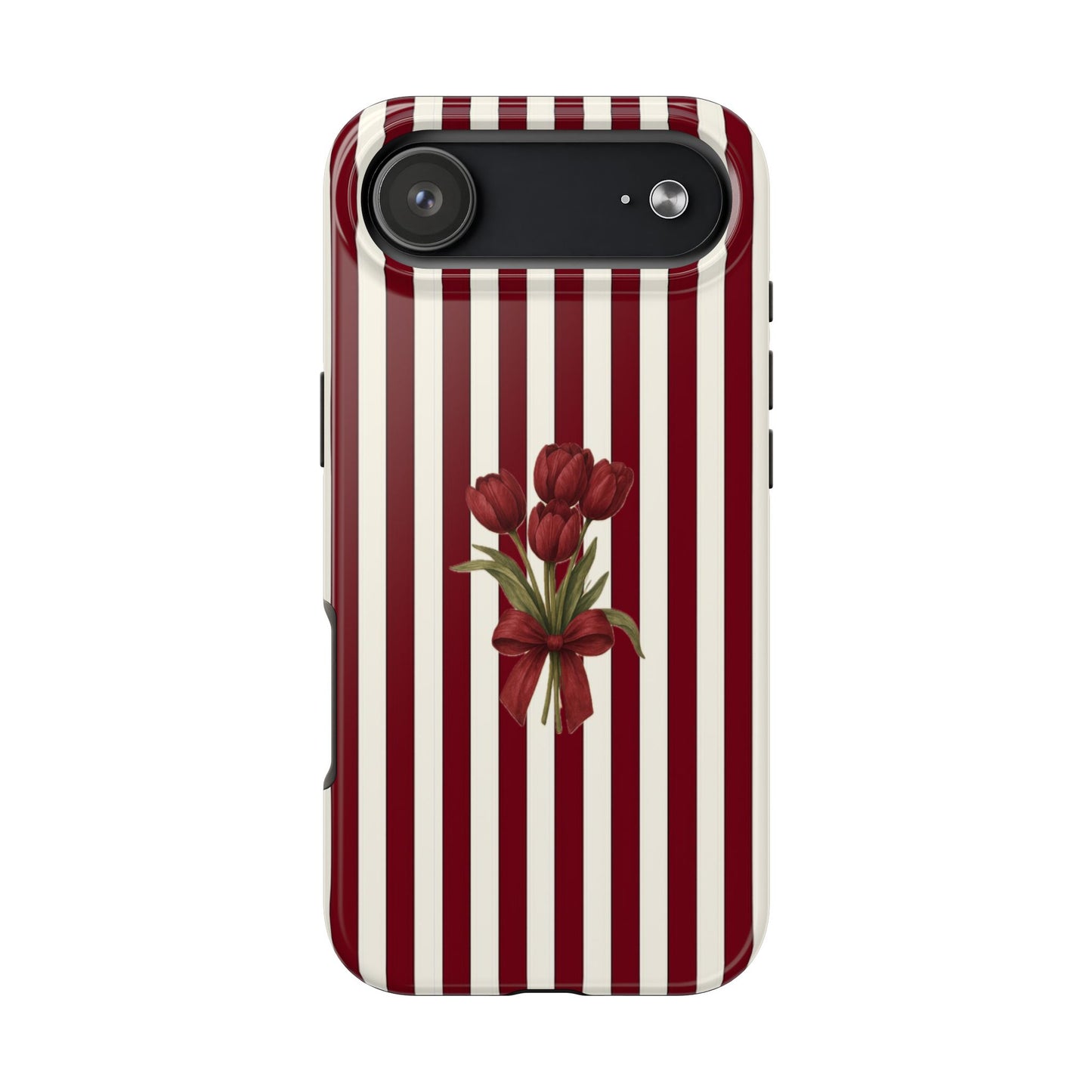 Tough Phone Case —Red Stripe Floral Bouquet