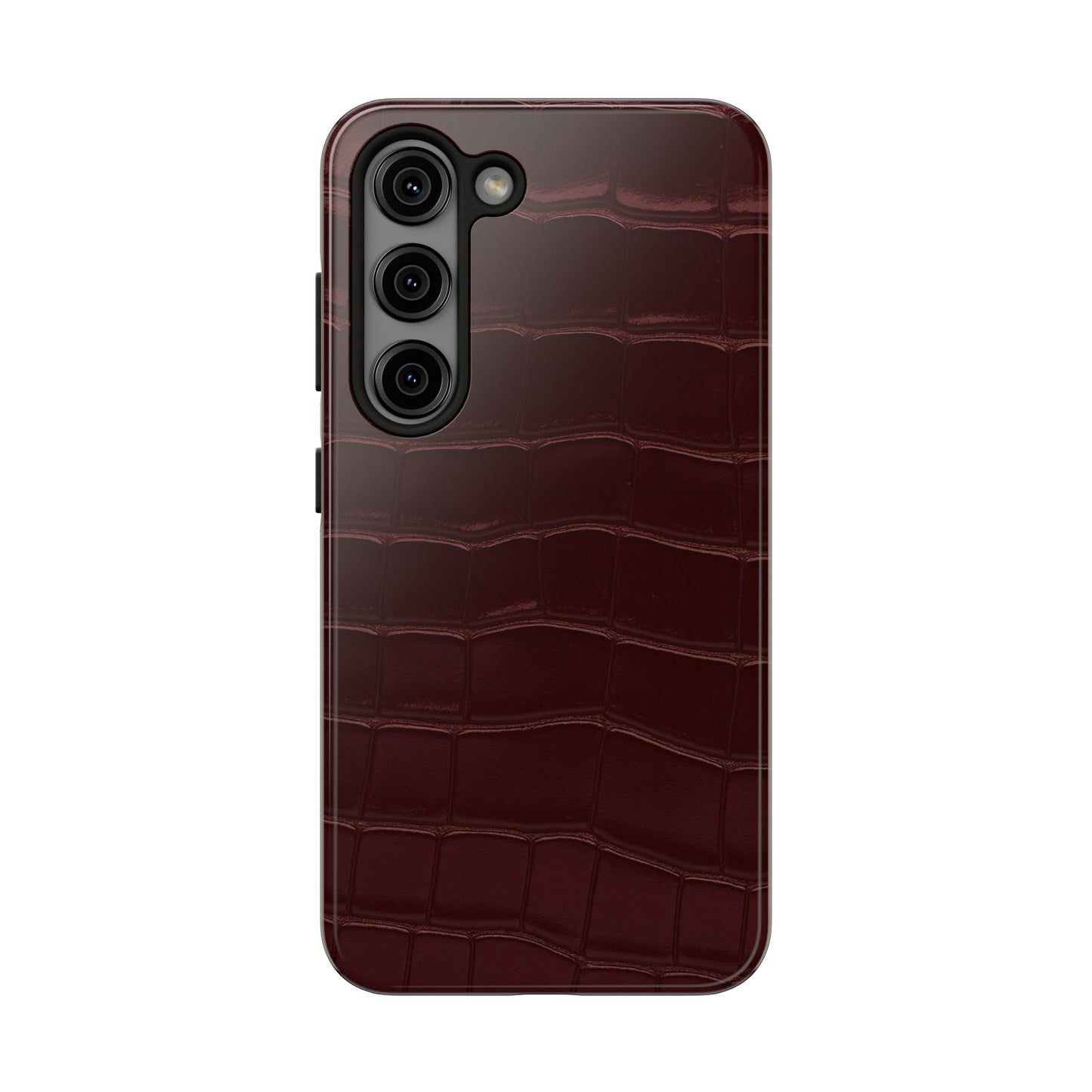 Tough Phone Case — Burgundy, Croc-Embossed
