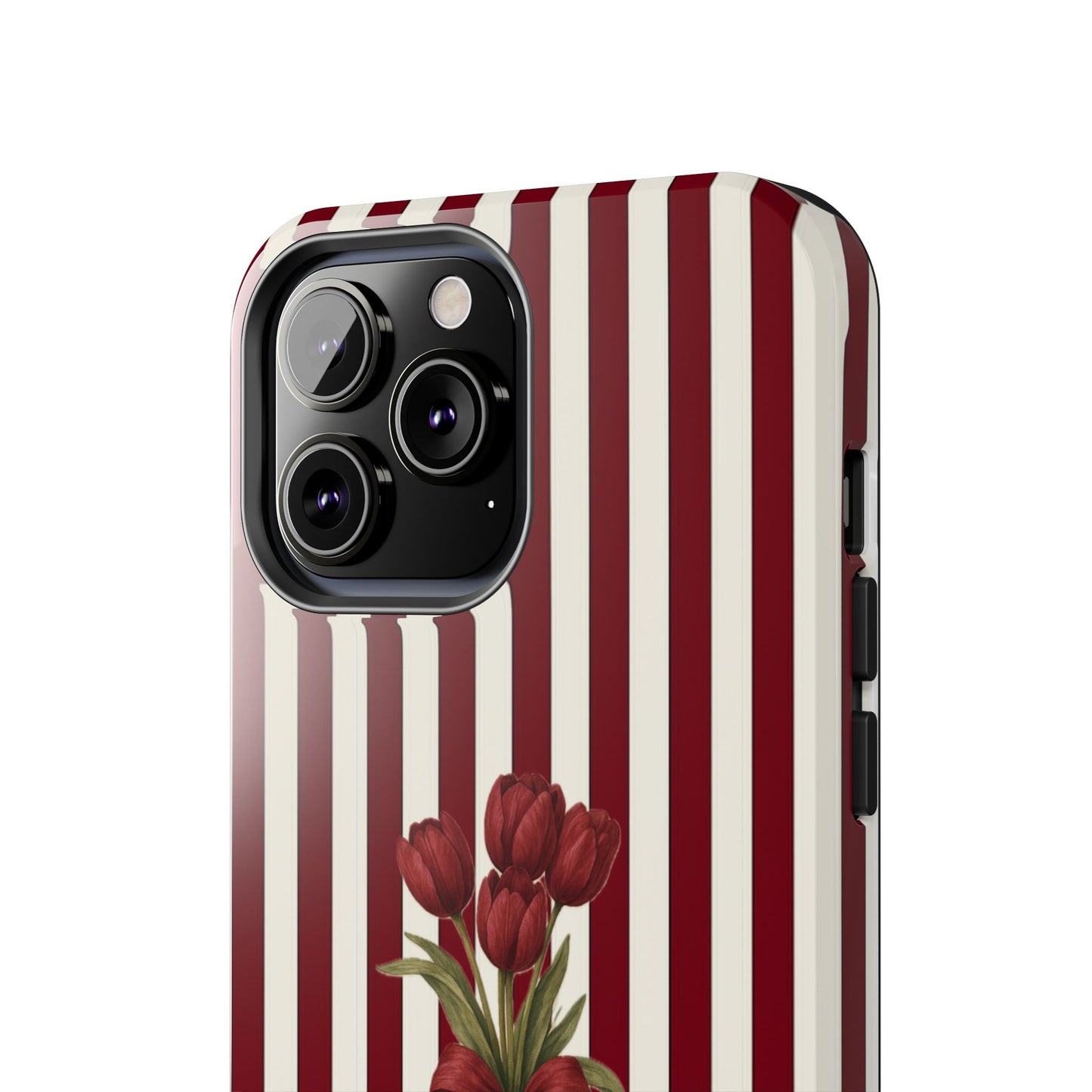 Tough Phone Case —Red Stripe Floral Bouquet