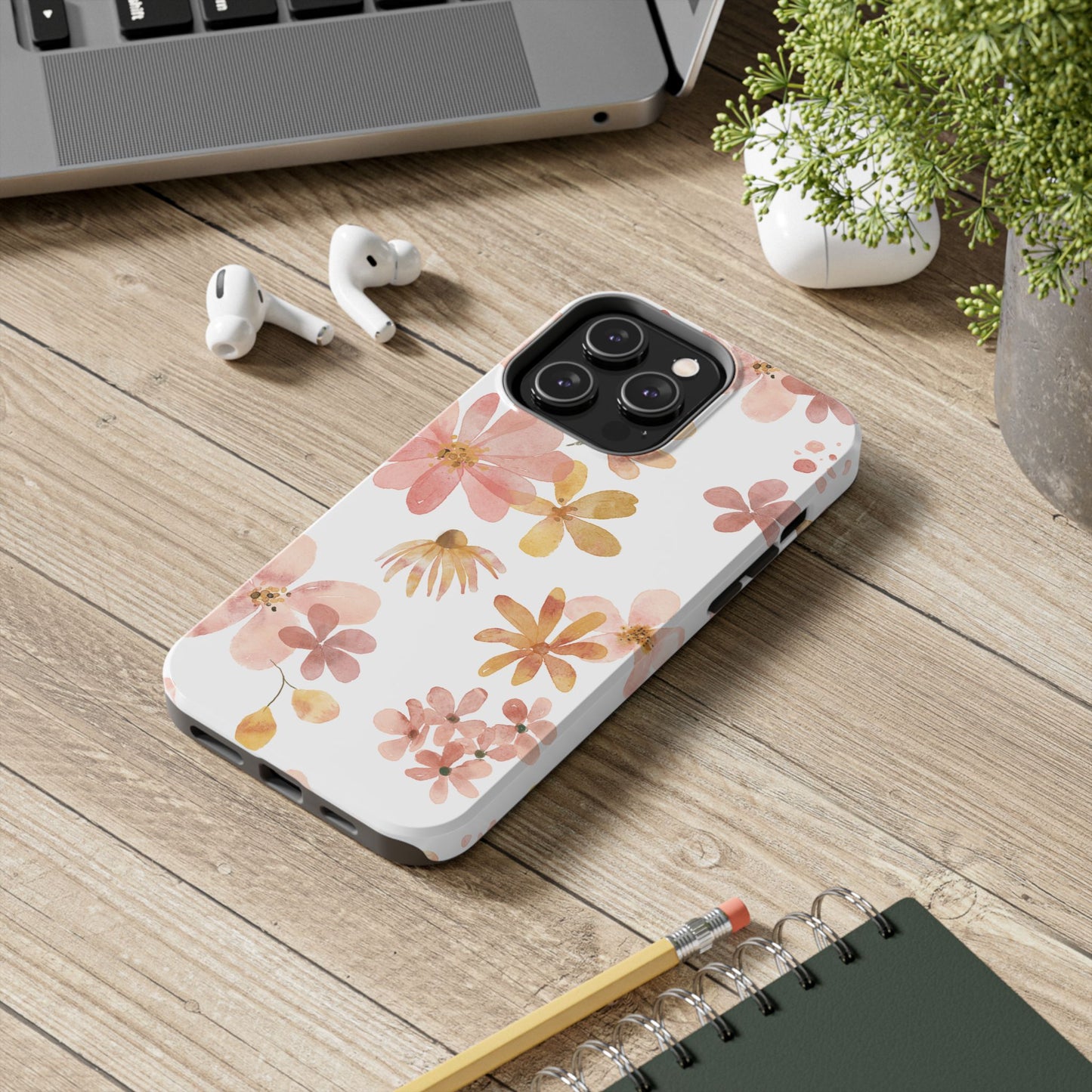 Tough Phone Case — Pink & Gold Blossom Protective Cover
