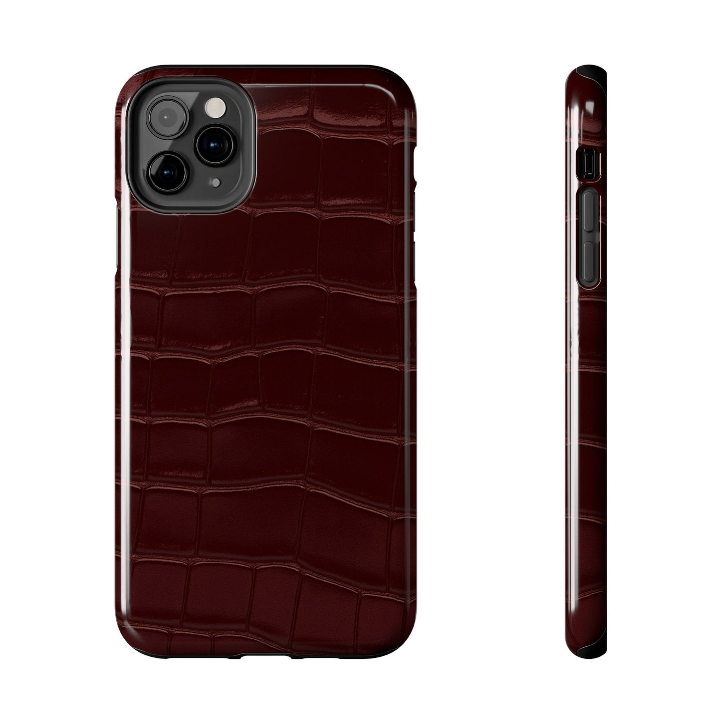 Tough Phone Case — Burgundy, Croc-Embossed