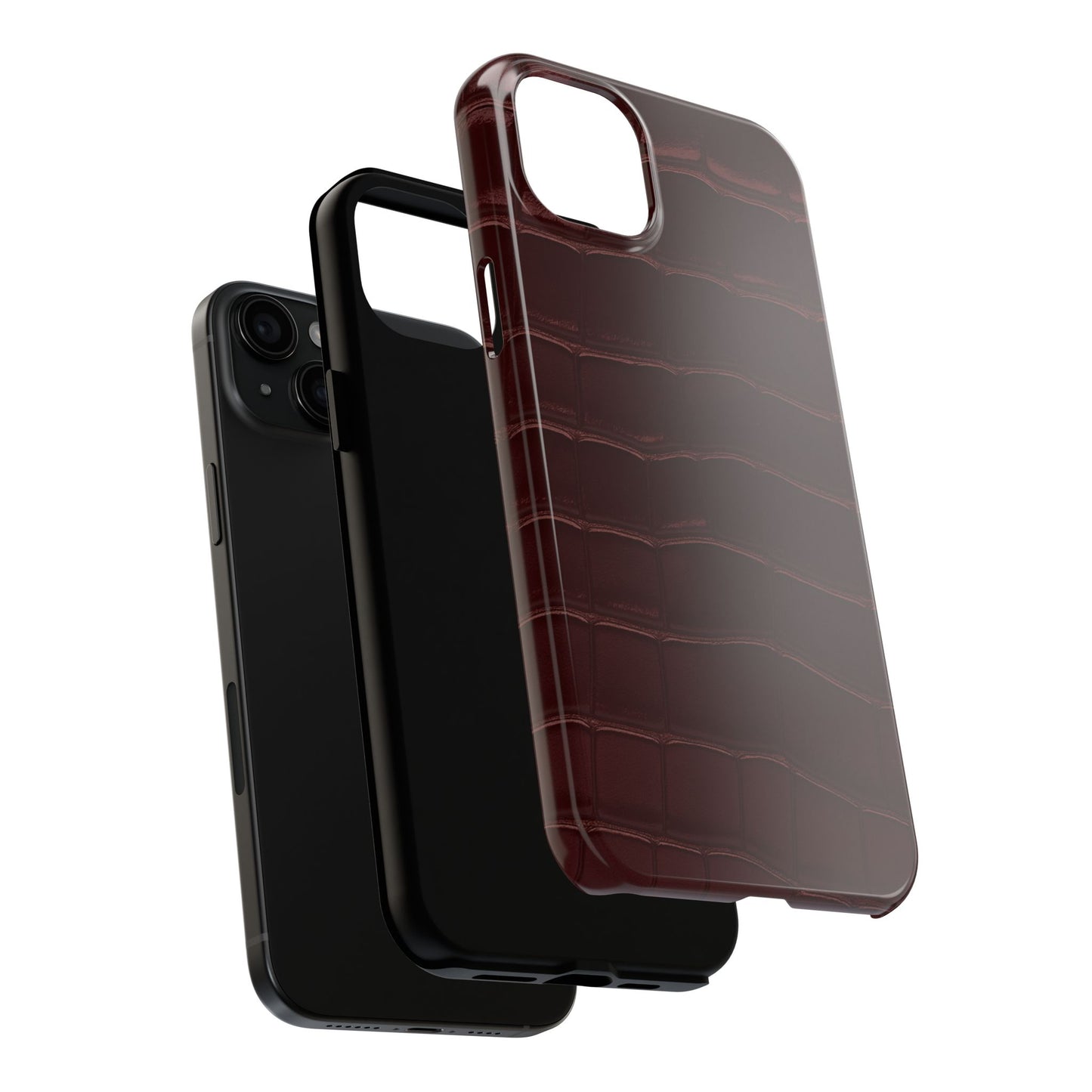 Tough Phone Case — Burgundy, Croc-Embossed