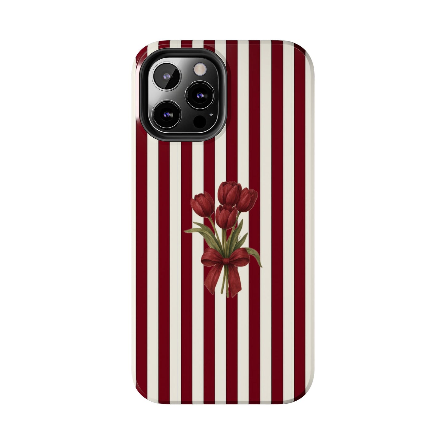 Tough Phone Case —Red Stripe Floral Bouquet