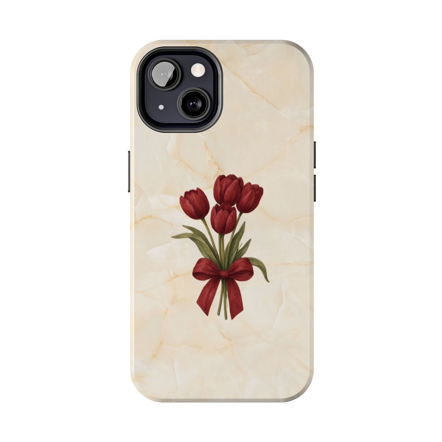 Tough Phone Case — Red Tulip Bouquet on Marble