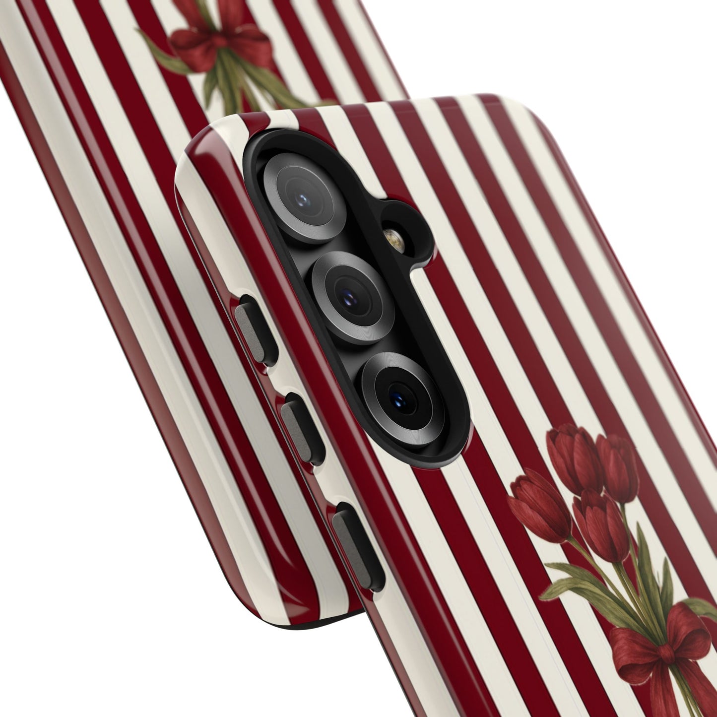 Tough Phone Case —Red Stripe Floral Bouquet