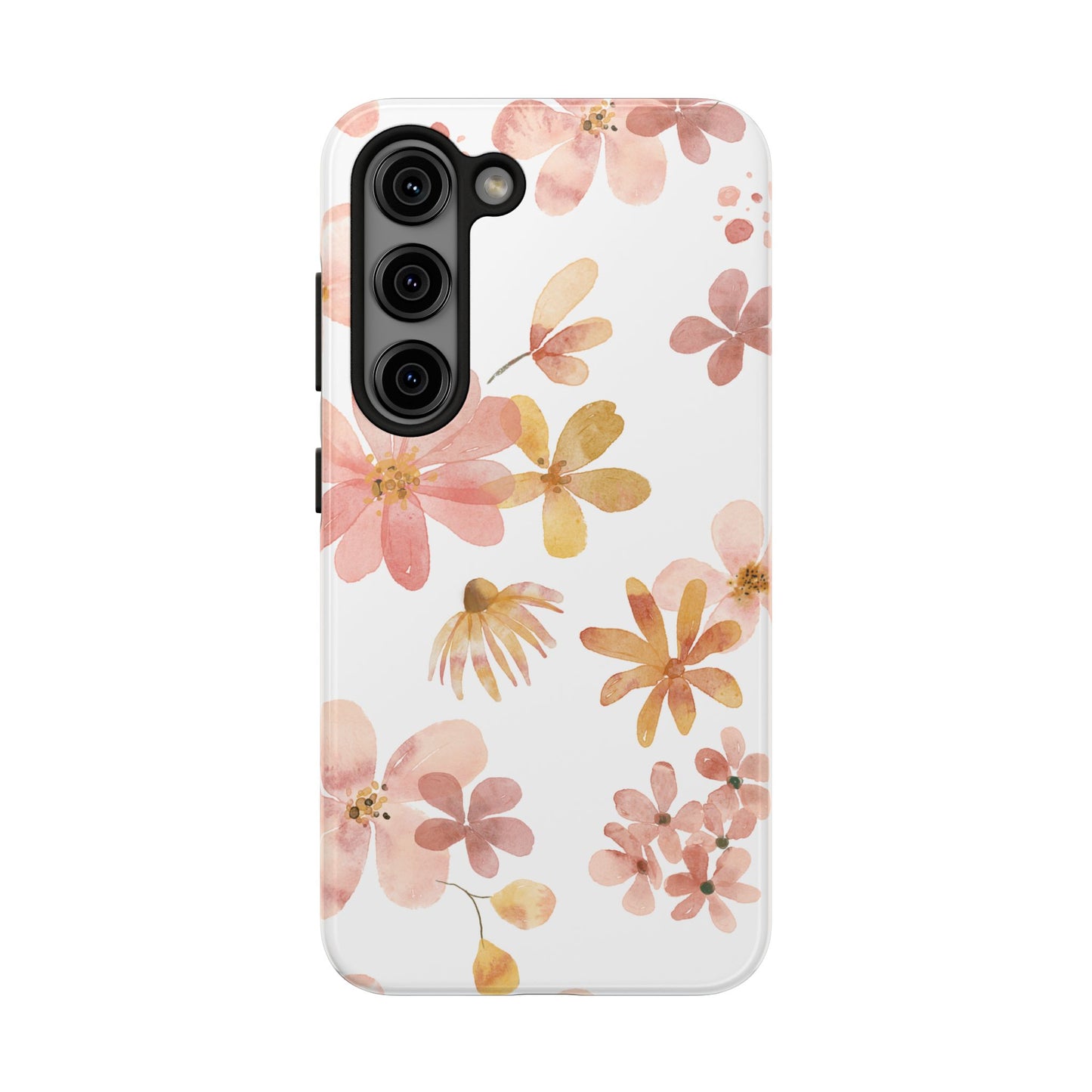 Tough Phone Case — Pink & Gold Blossom Protective Cover