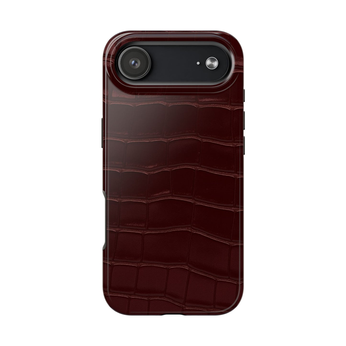 Tough Phone Case — Burgundy, Croc-Embossed