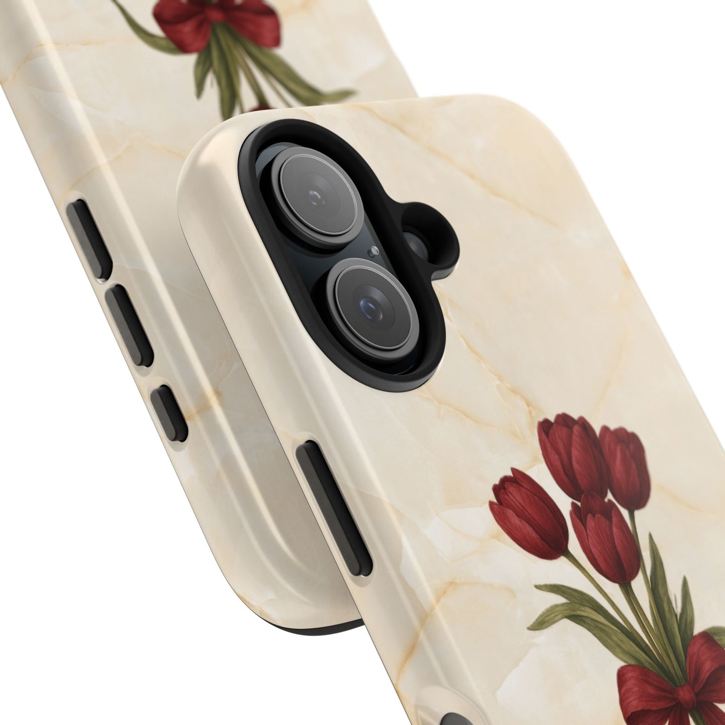 Tough Phone Case — Red Tulip Bouquet on Marble