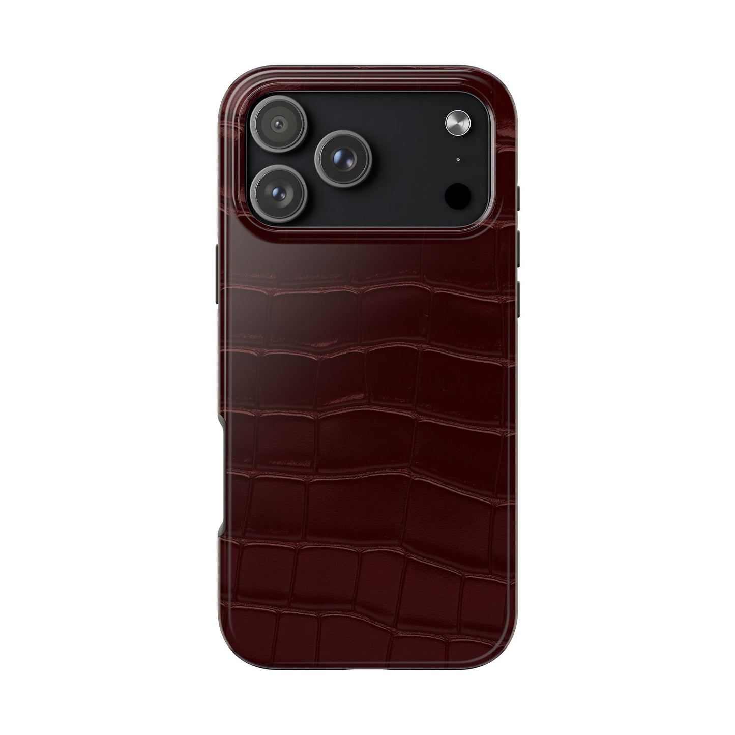 Tough Phone Case — Burgundy, Croc-Embossed