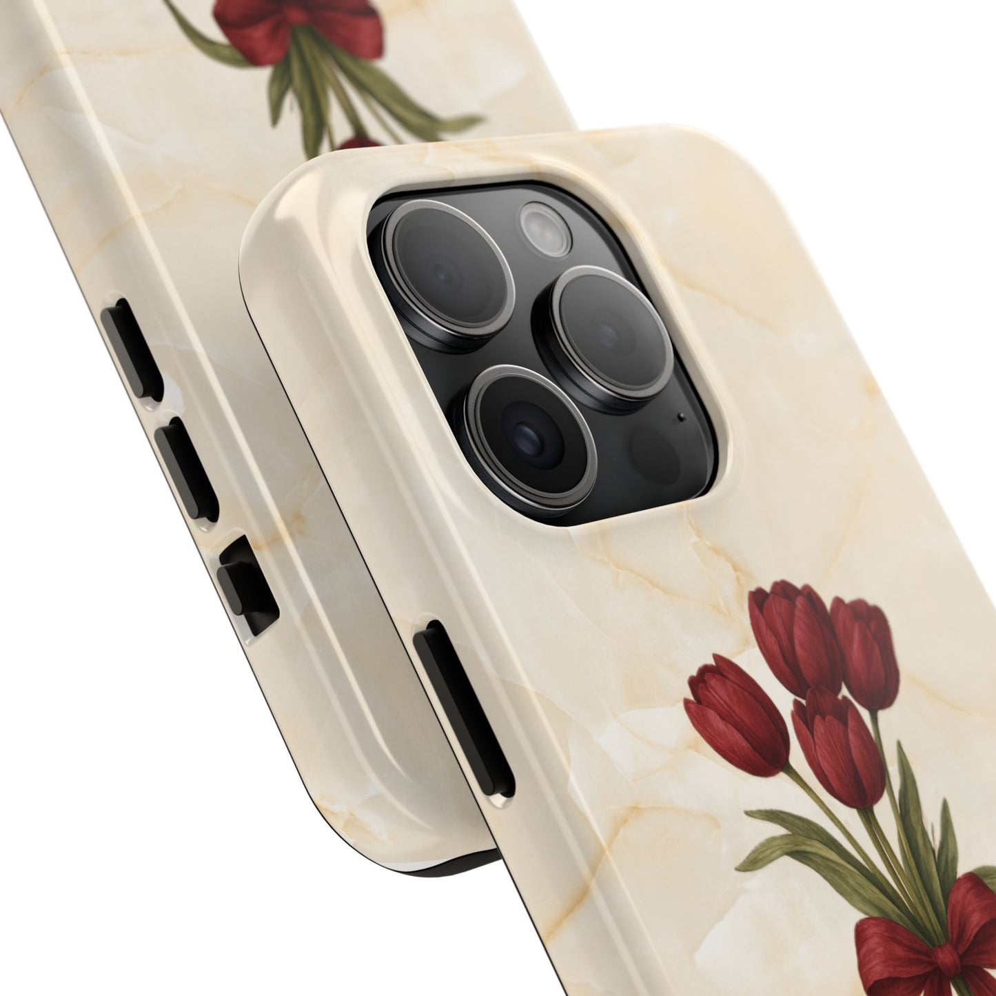Tough Phone Case — Red Tulip Bouquet on Marble