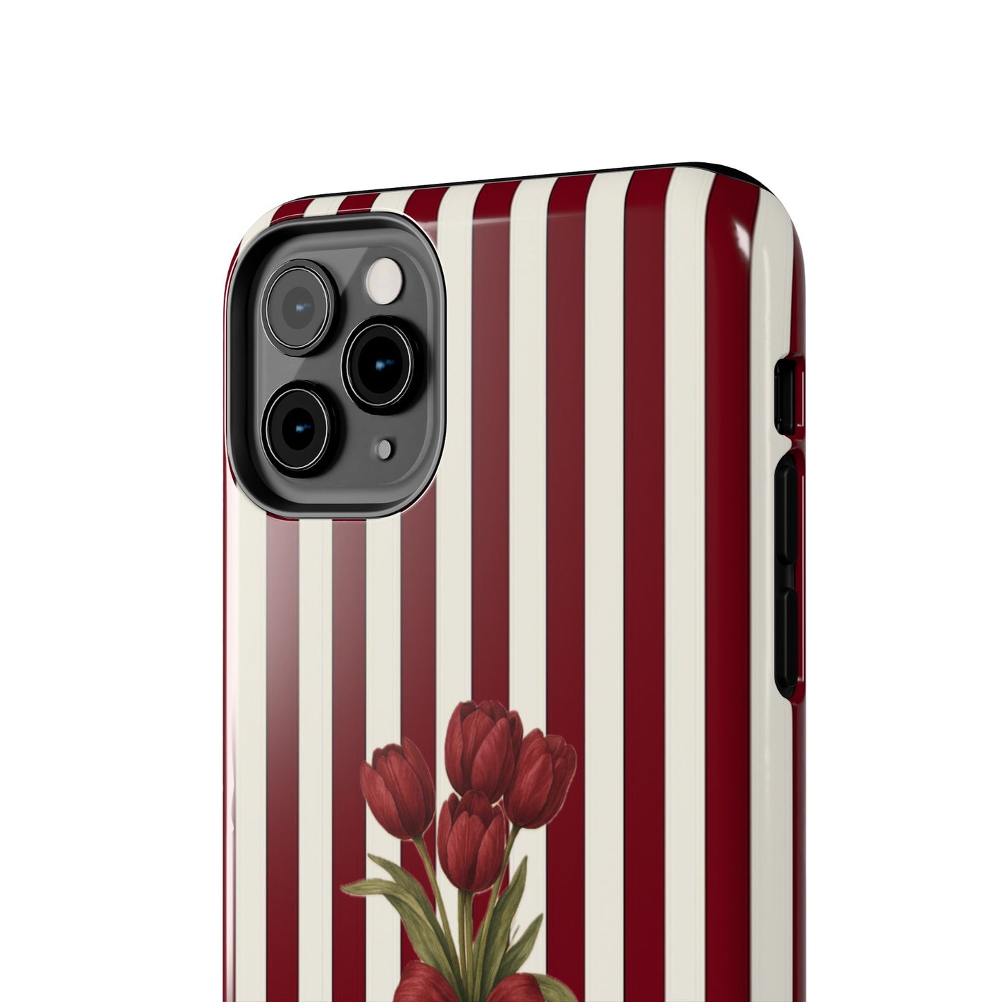 Tough Phone Case —Red Stripe Floral Bouquet