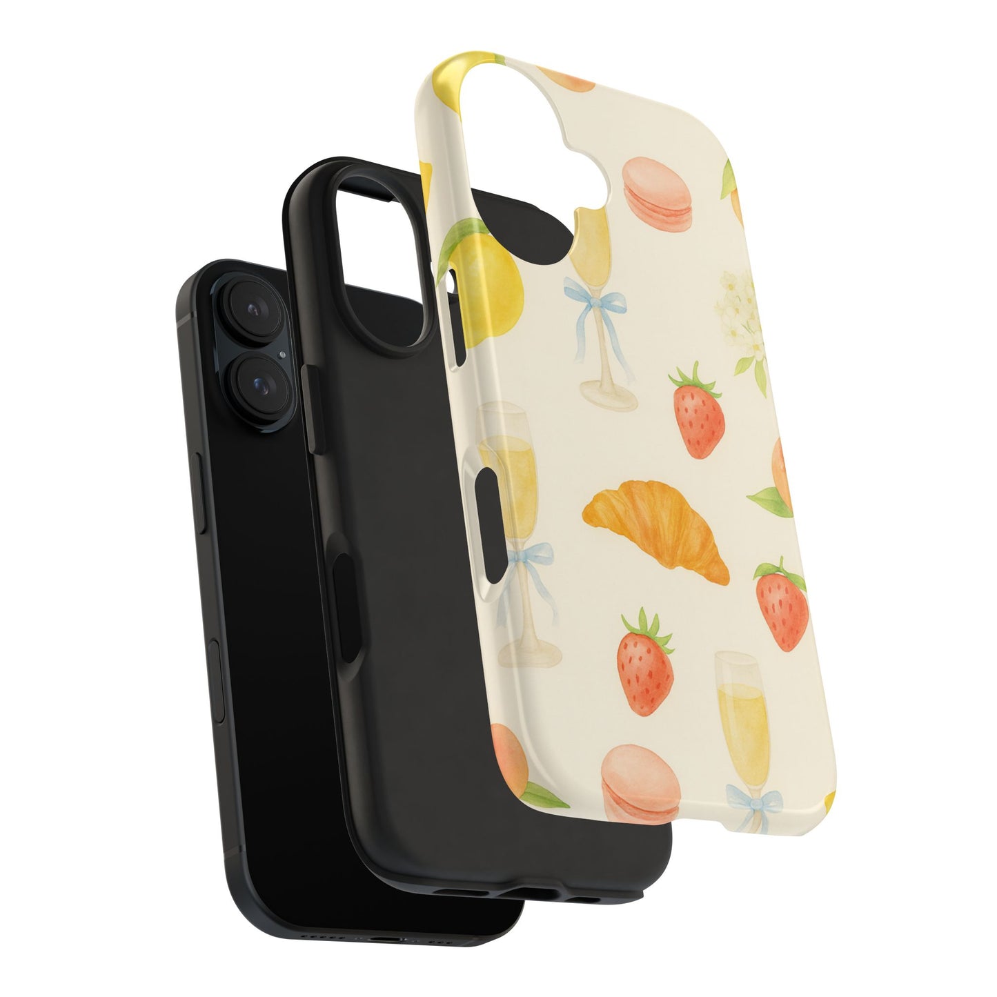 Tough Phone Case — Strawberries, Croissant & Champagne Floral Design
