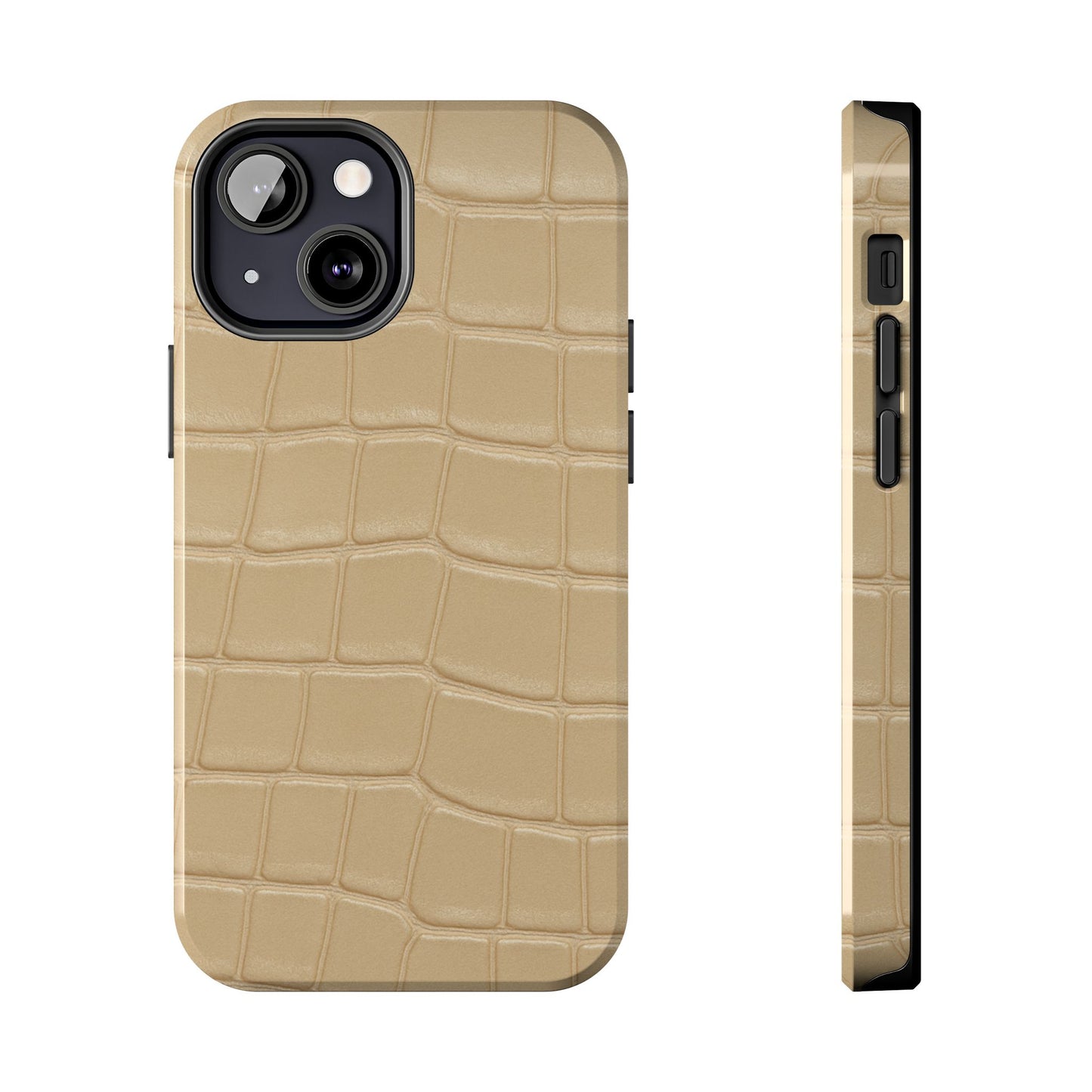 Tough Phone Case — Shockproof Alligator-Texture, Beige Croc