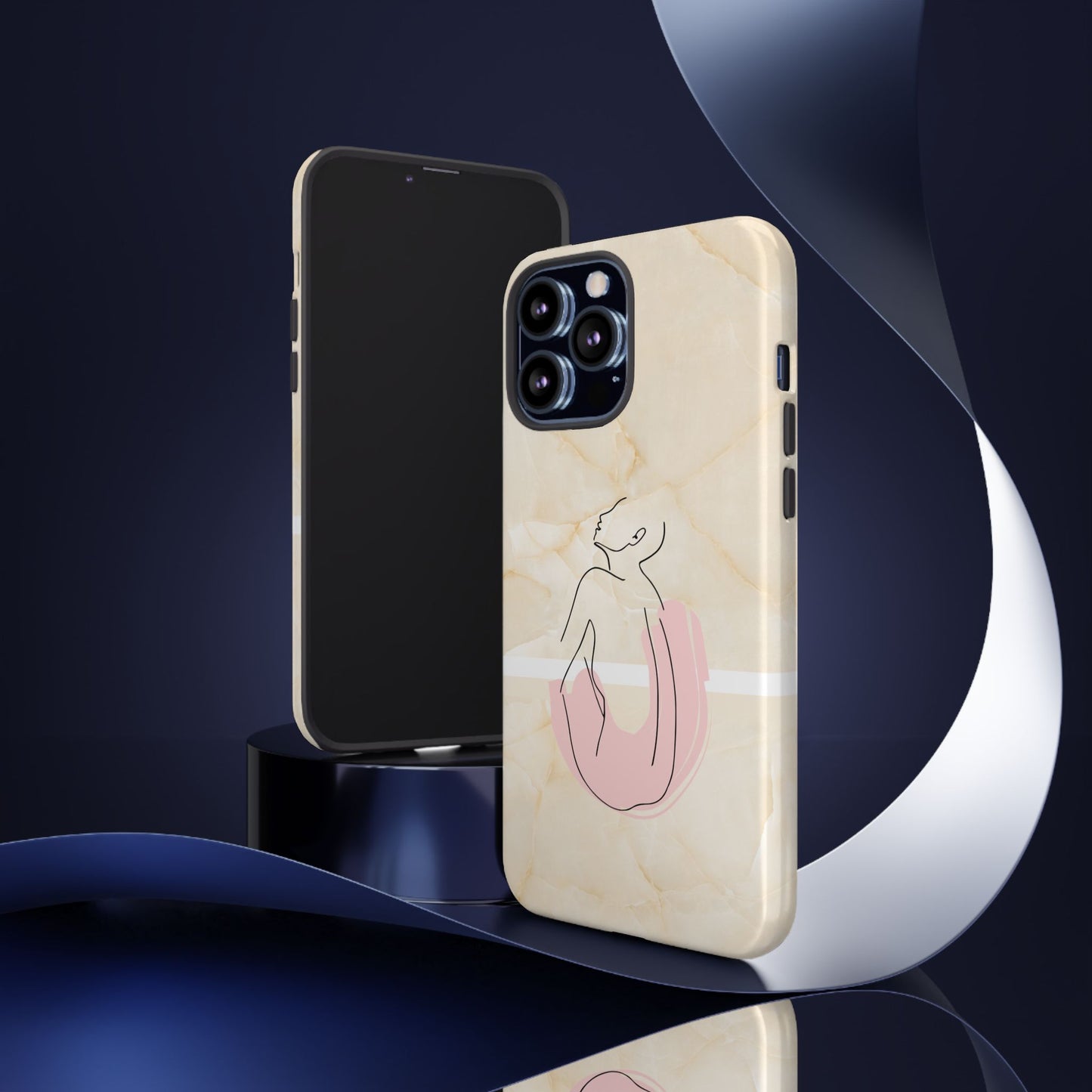 Tough Phone Case — Marble Minimalist Line Art