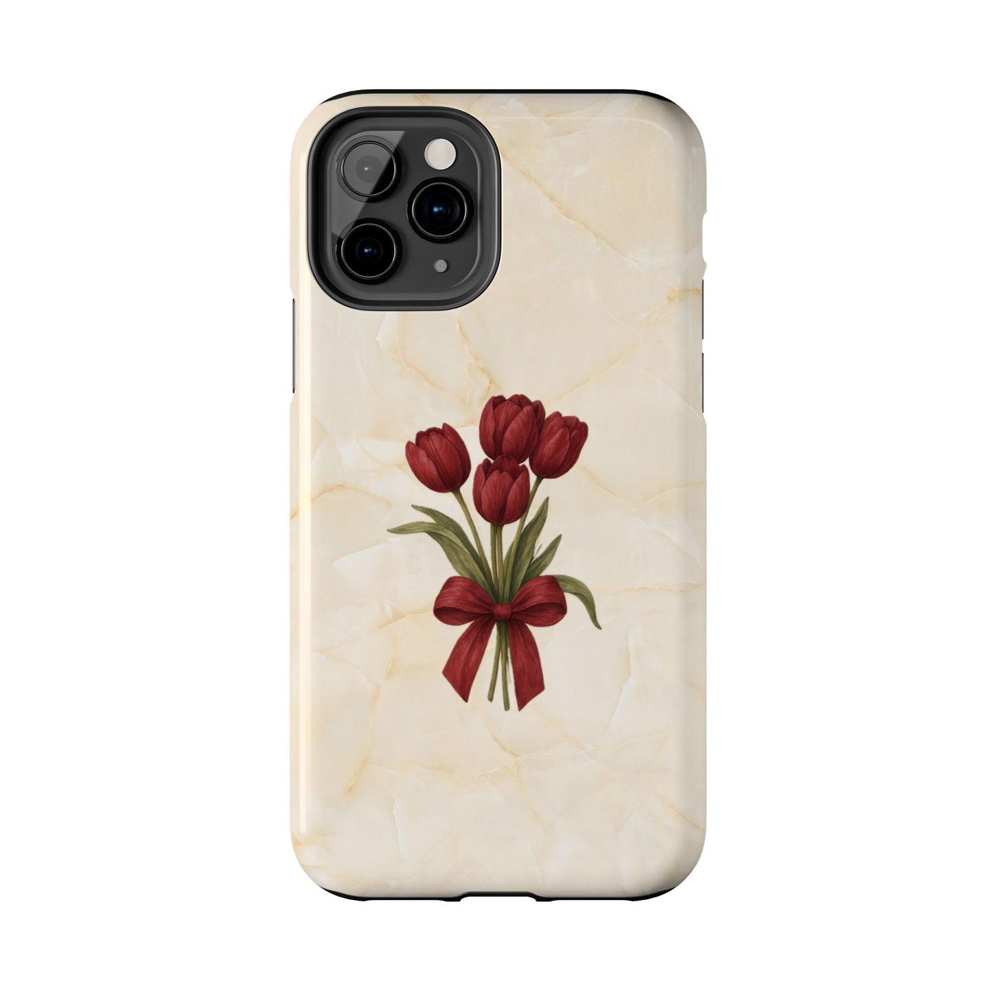 Tough Phone Case — Red Tulip Bouquet on Marble
