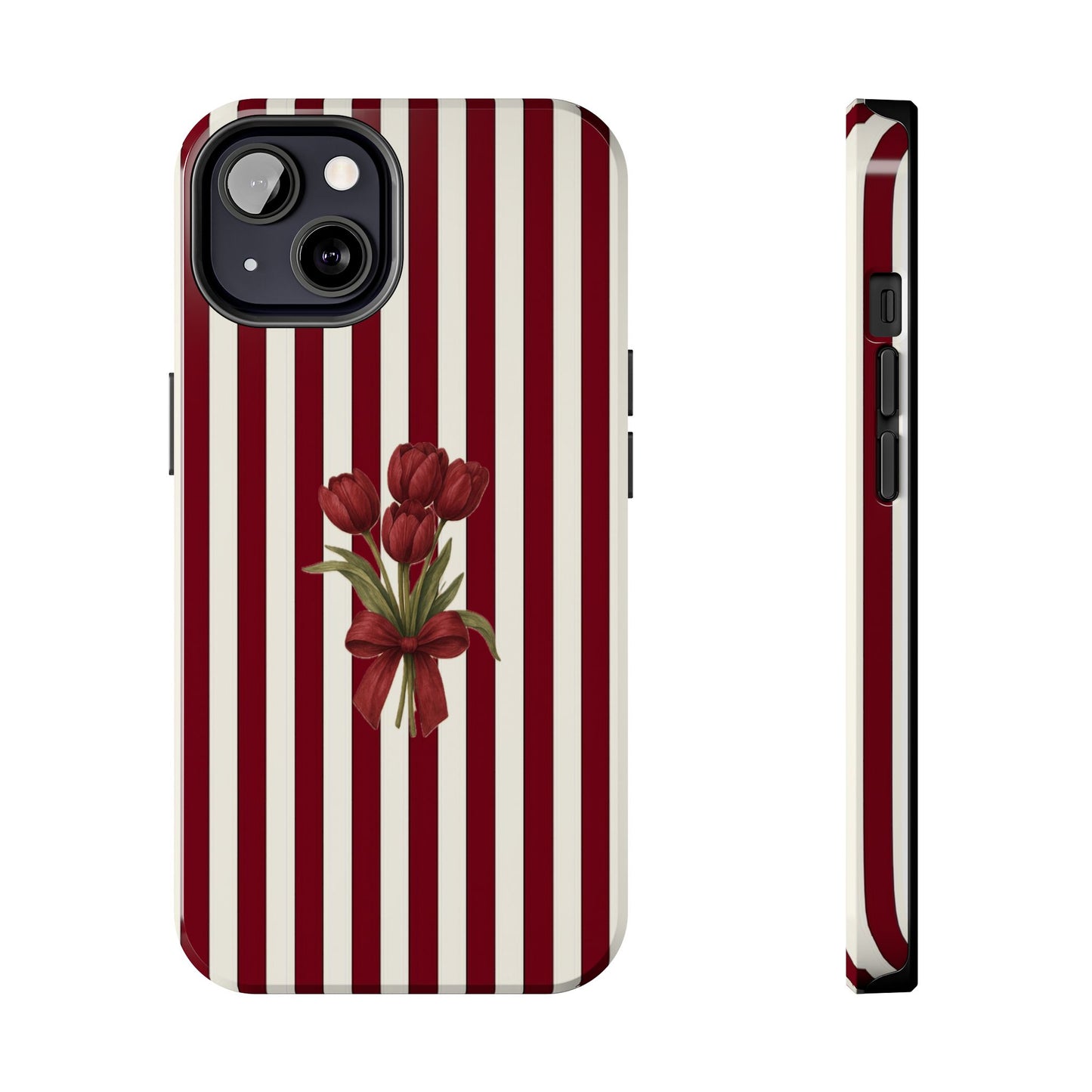 Tough Phone Case —Red Stripe Floral Bouquet