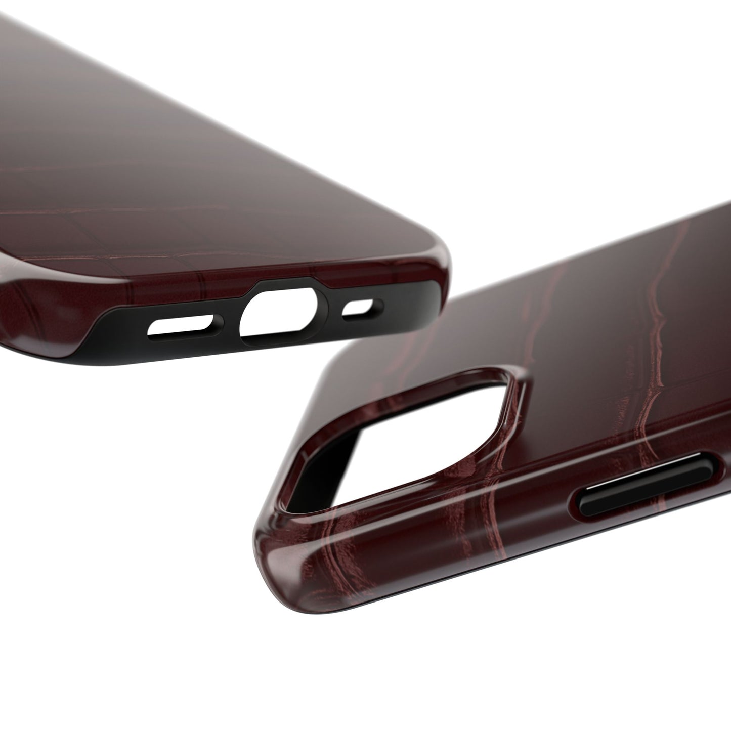 Tough Phone Case — Burgundy, Croc-Embossed