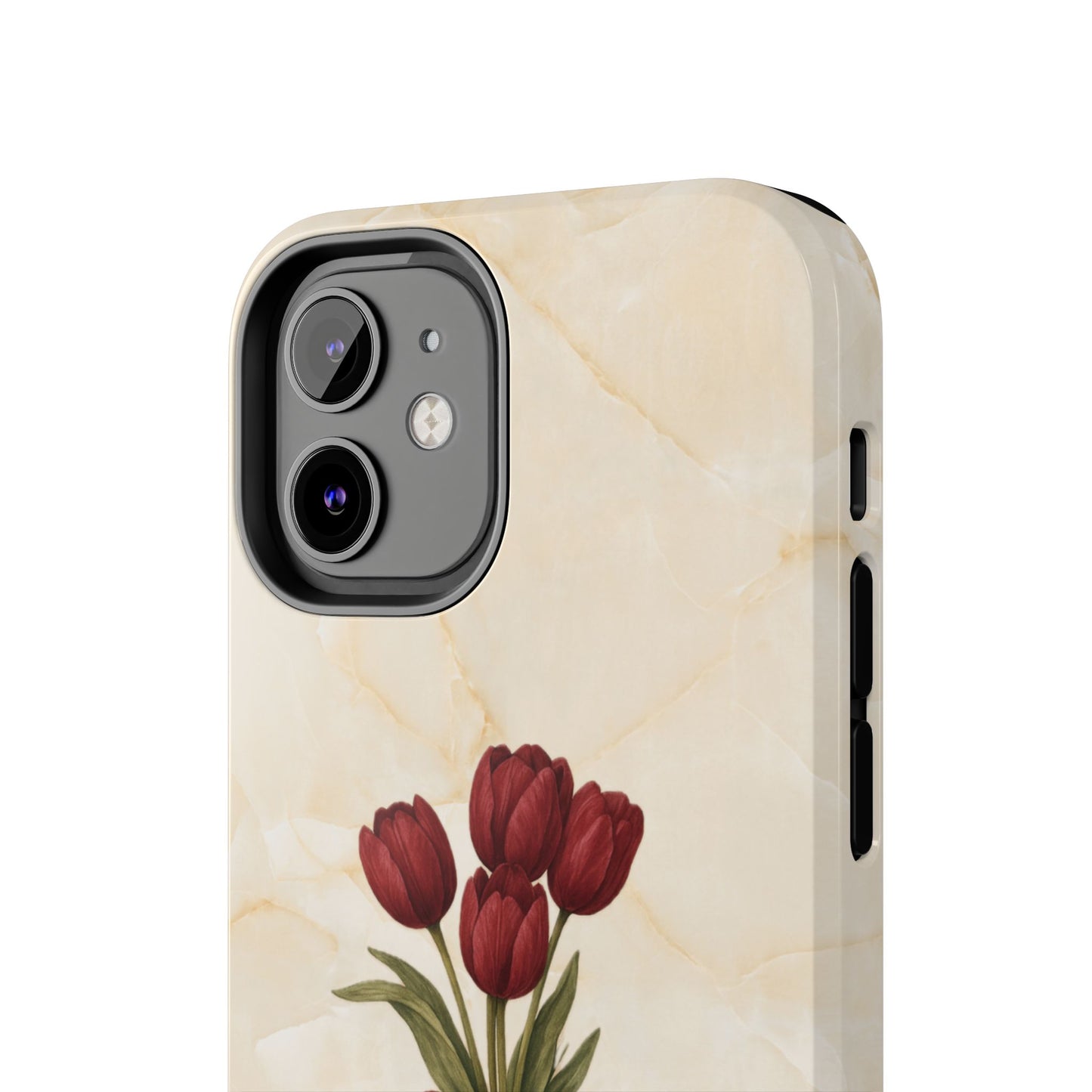 Tough Phone Case — Red Tulip Bouquet on Marble