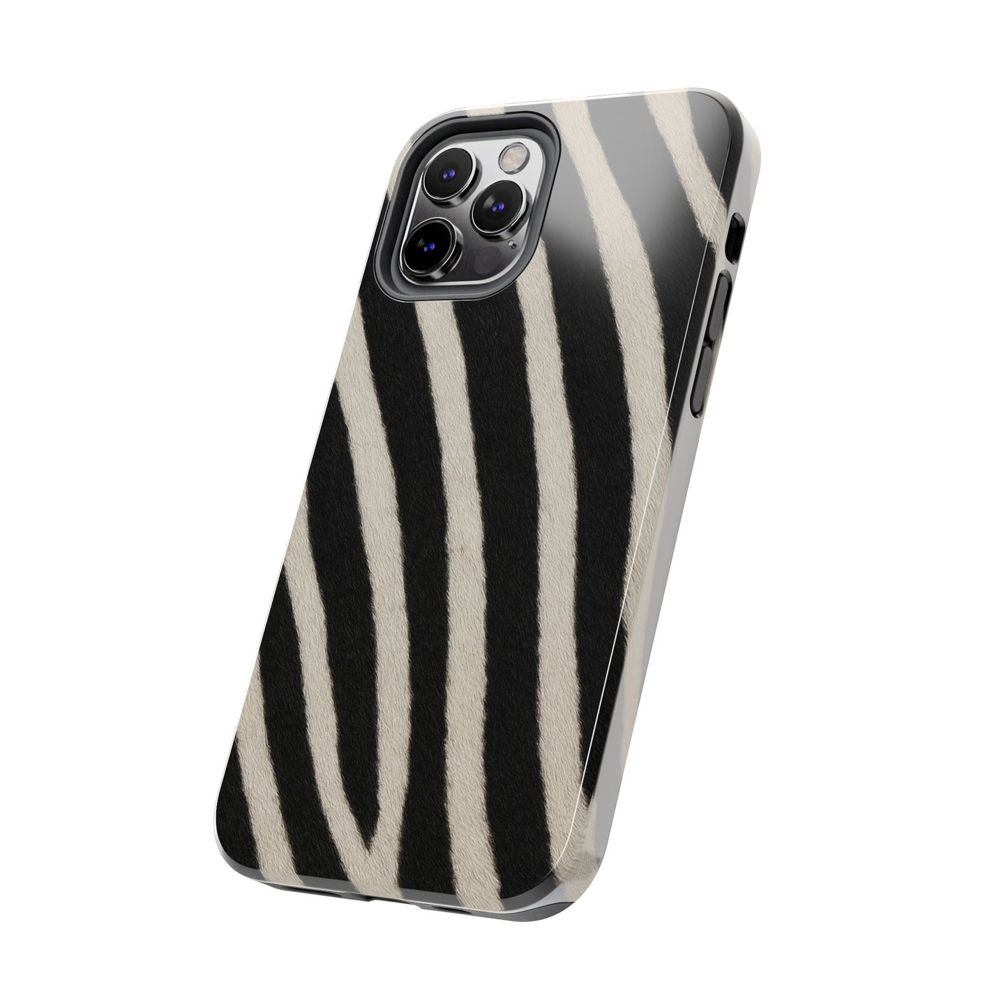 Tough Phone Case —Zebra Stripe, Black & White Animal Print