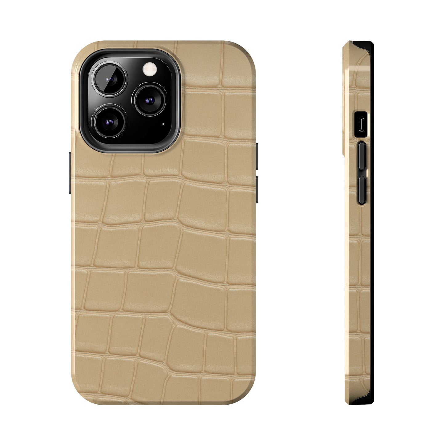 Tough Phone Case — Shockproof Alligator-Texture, Beige Croc