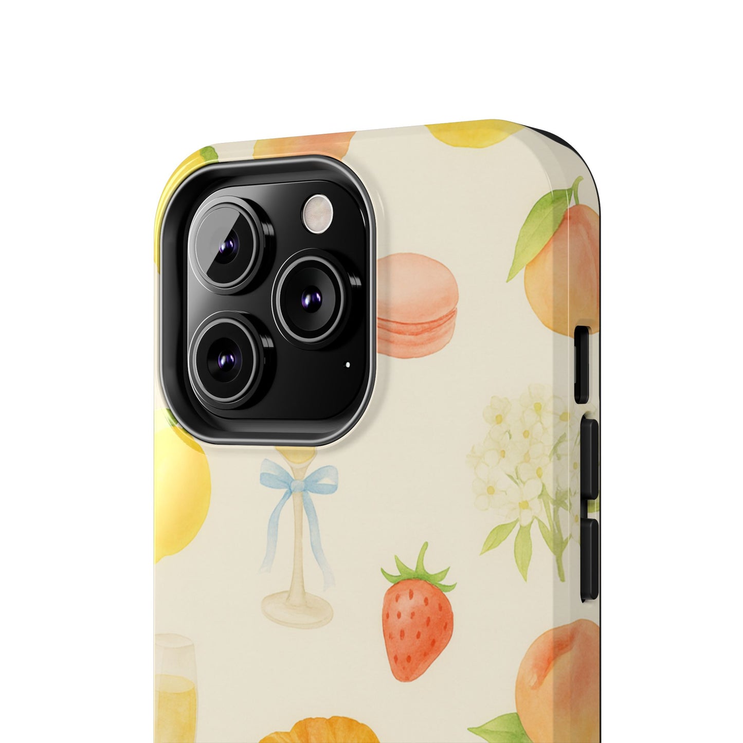 Tough Phone Case — Strawberries, Croissant & Champagne Floral Design