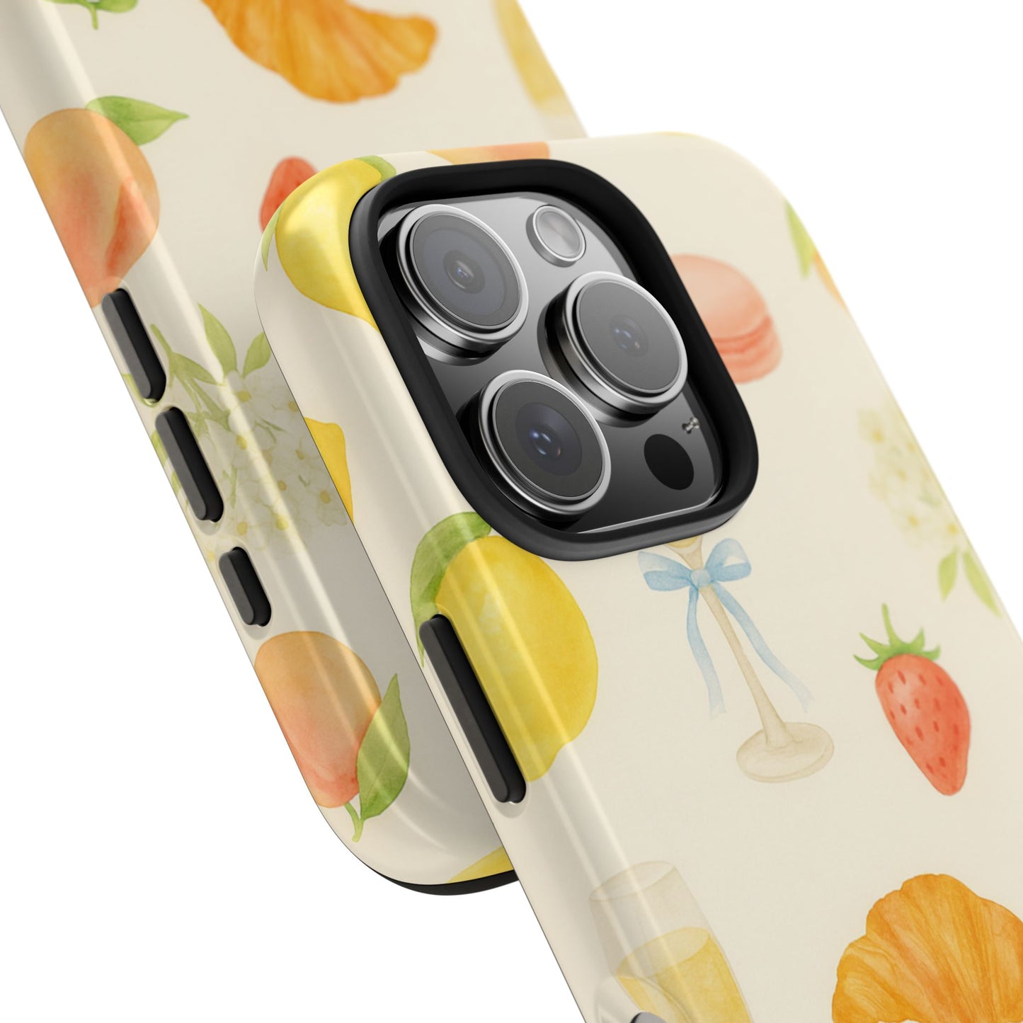 Tough Phone Case — Strawberries, Croissant & Champagne Floral Design