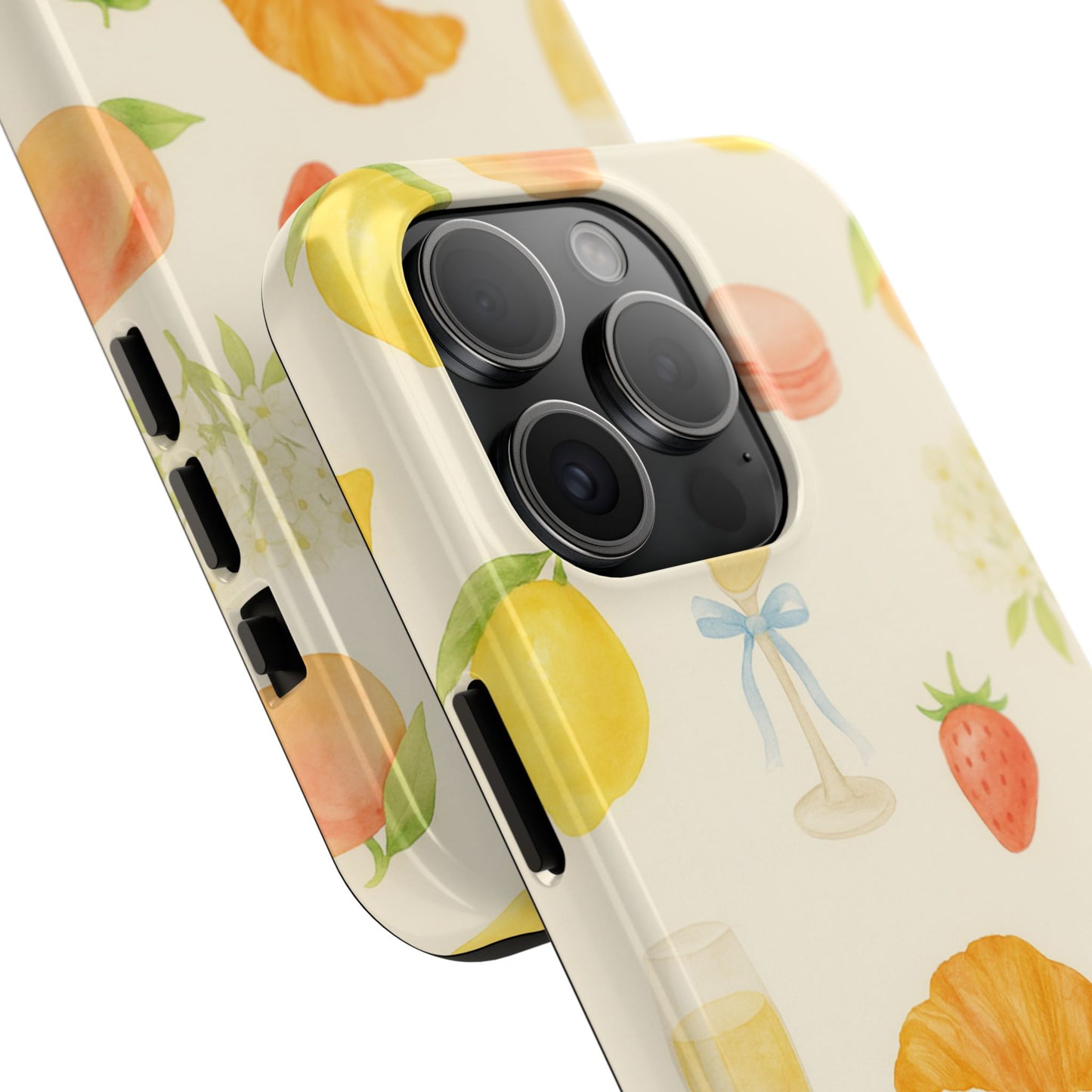 Tough Phone Case — Strawberries, Croissant & Champagne Floral Design