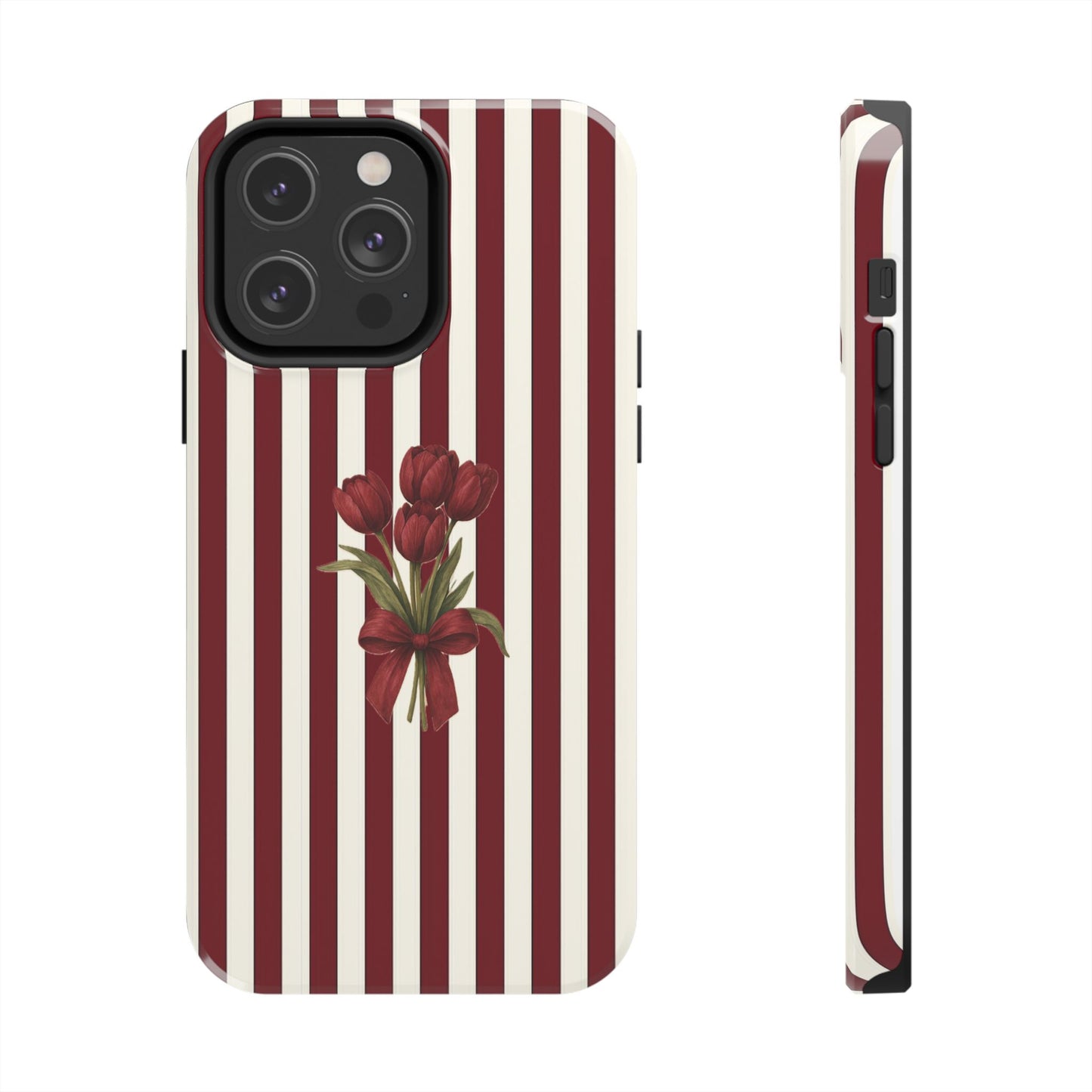 Tough Phone Case —Red Stripe Floral Bouquet